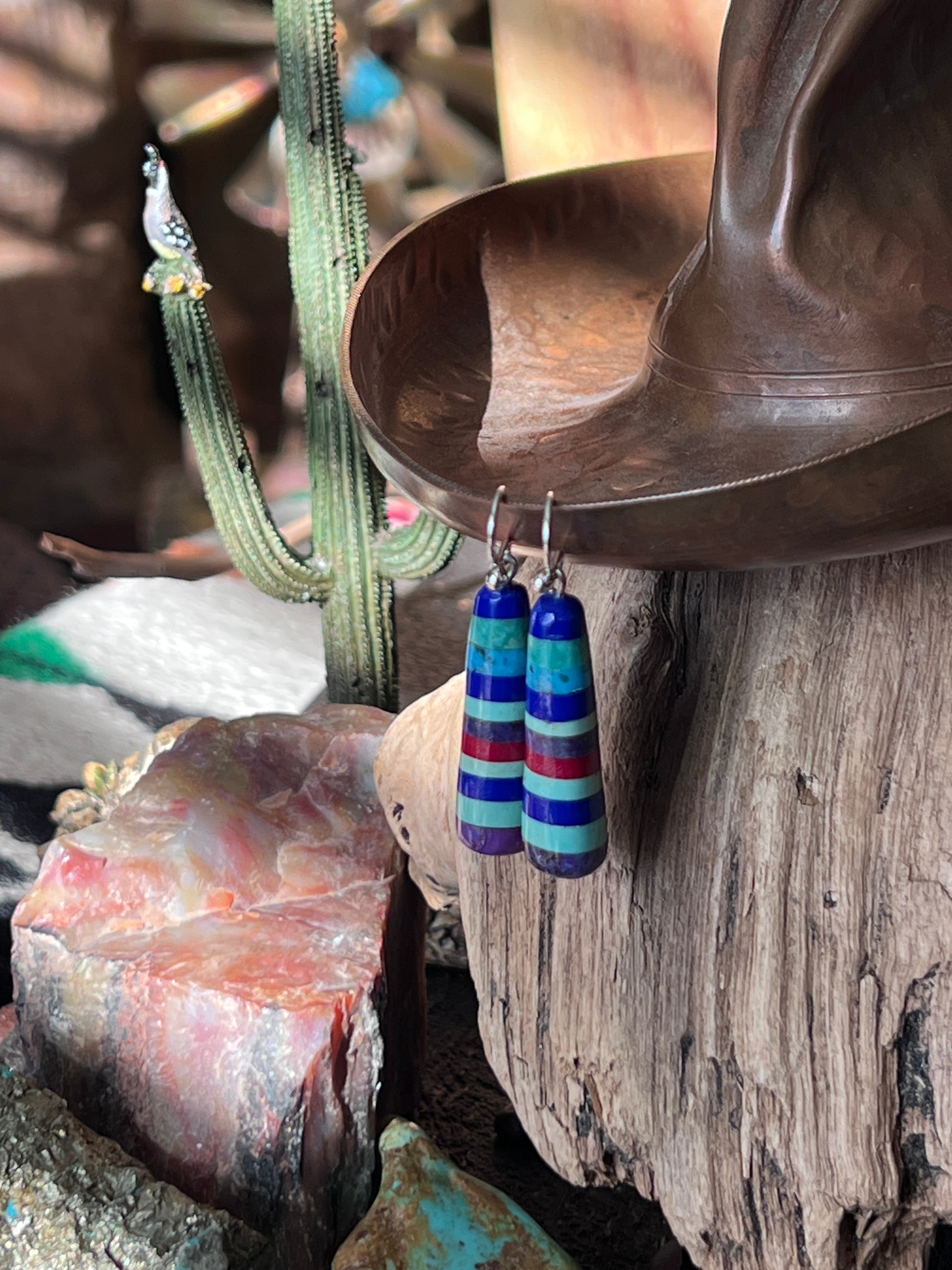 Santo Domingo Layered Multistone Earrings by Ronald Chavez, Stacked Gems #7
