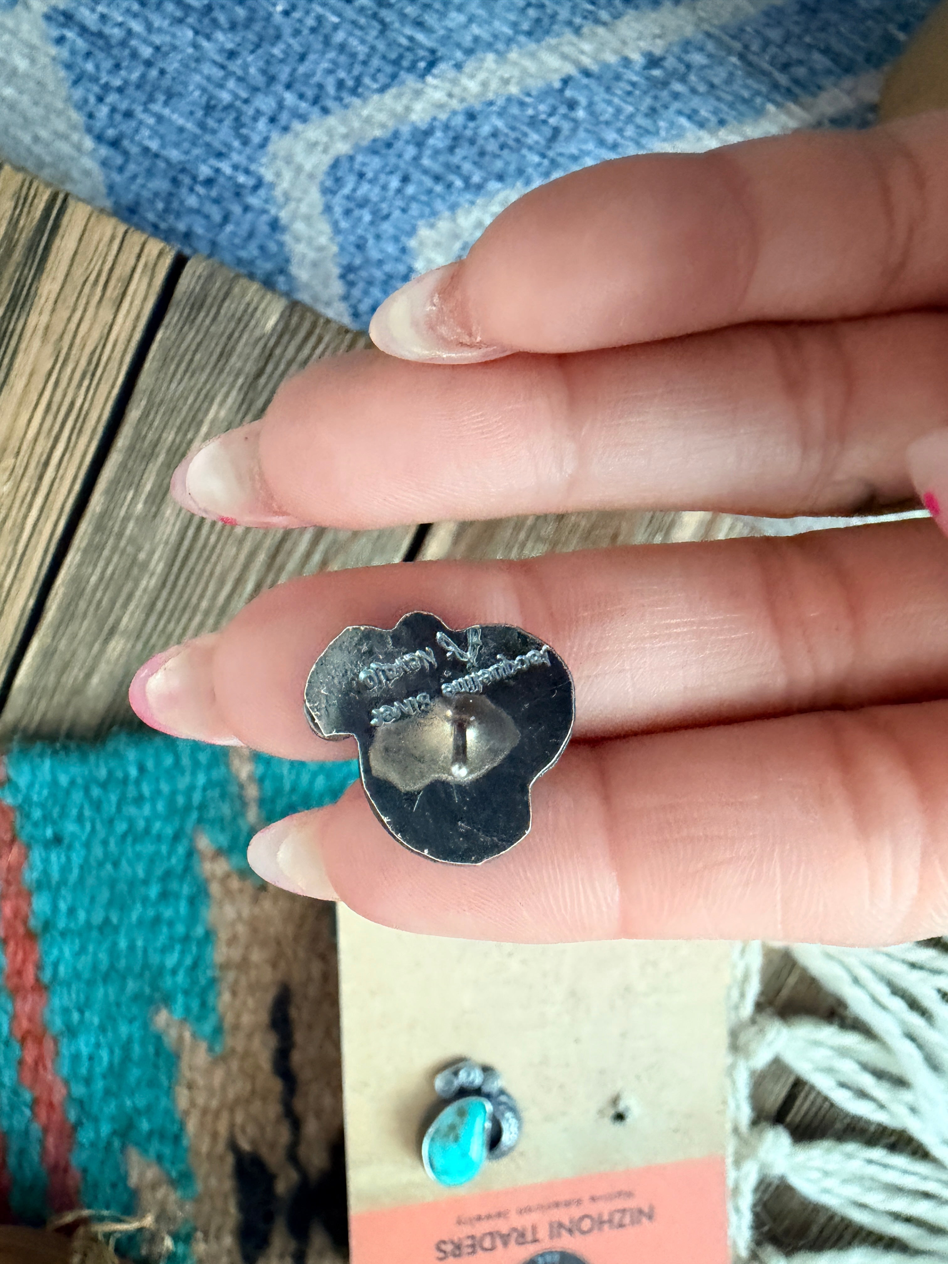 Handcrafted Turquoise & Sterling Silver Stud Earrings by Jacqueline Silver