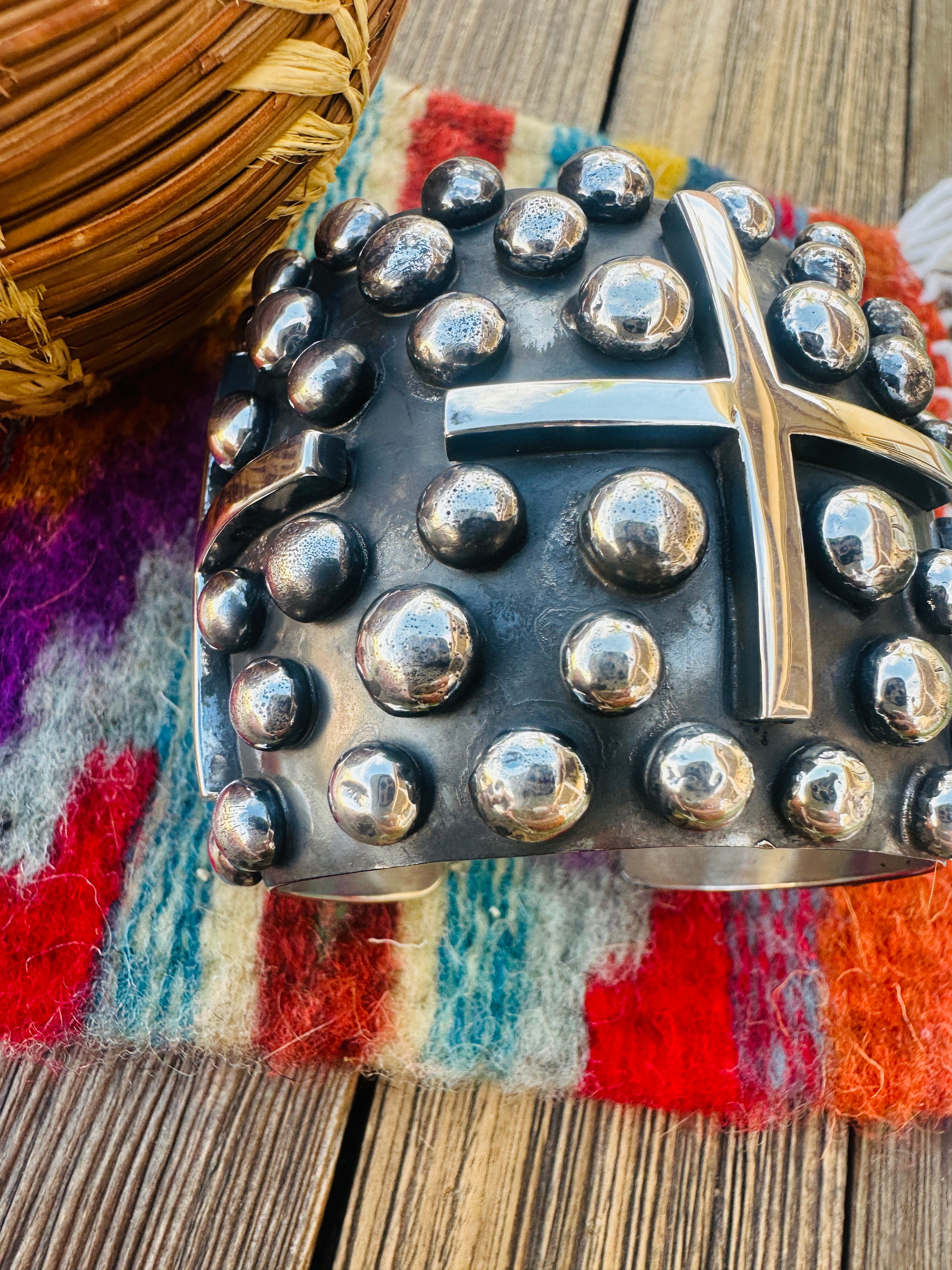 Handcrafted Sterling Silver Cross Cuff Bracelet By Chimney Butte