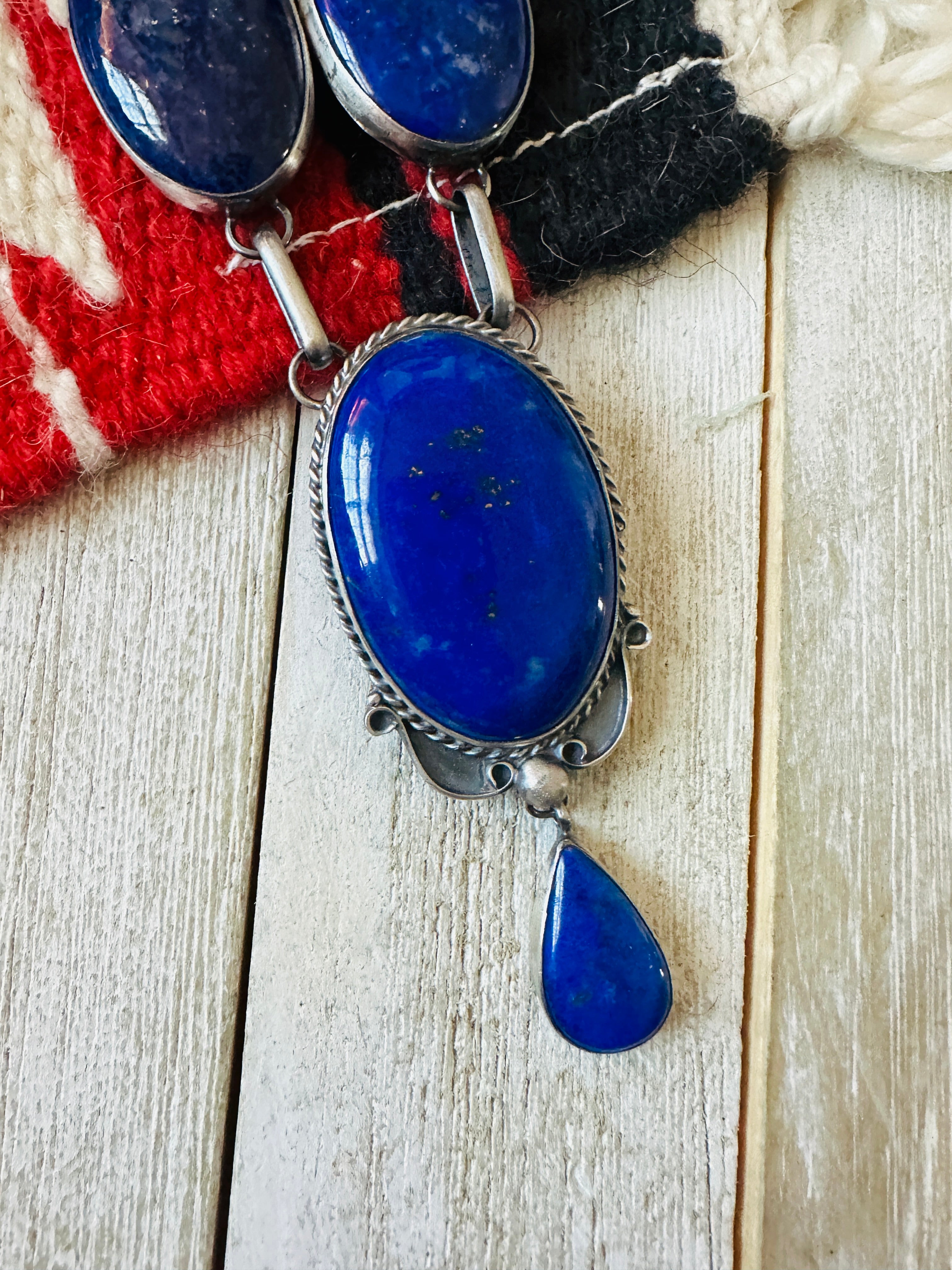 Handcrafted Lapis & Sterling Silver Necklace and Earring Set by Alex James