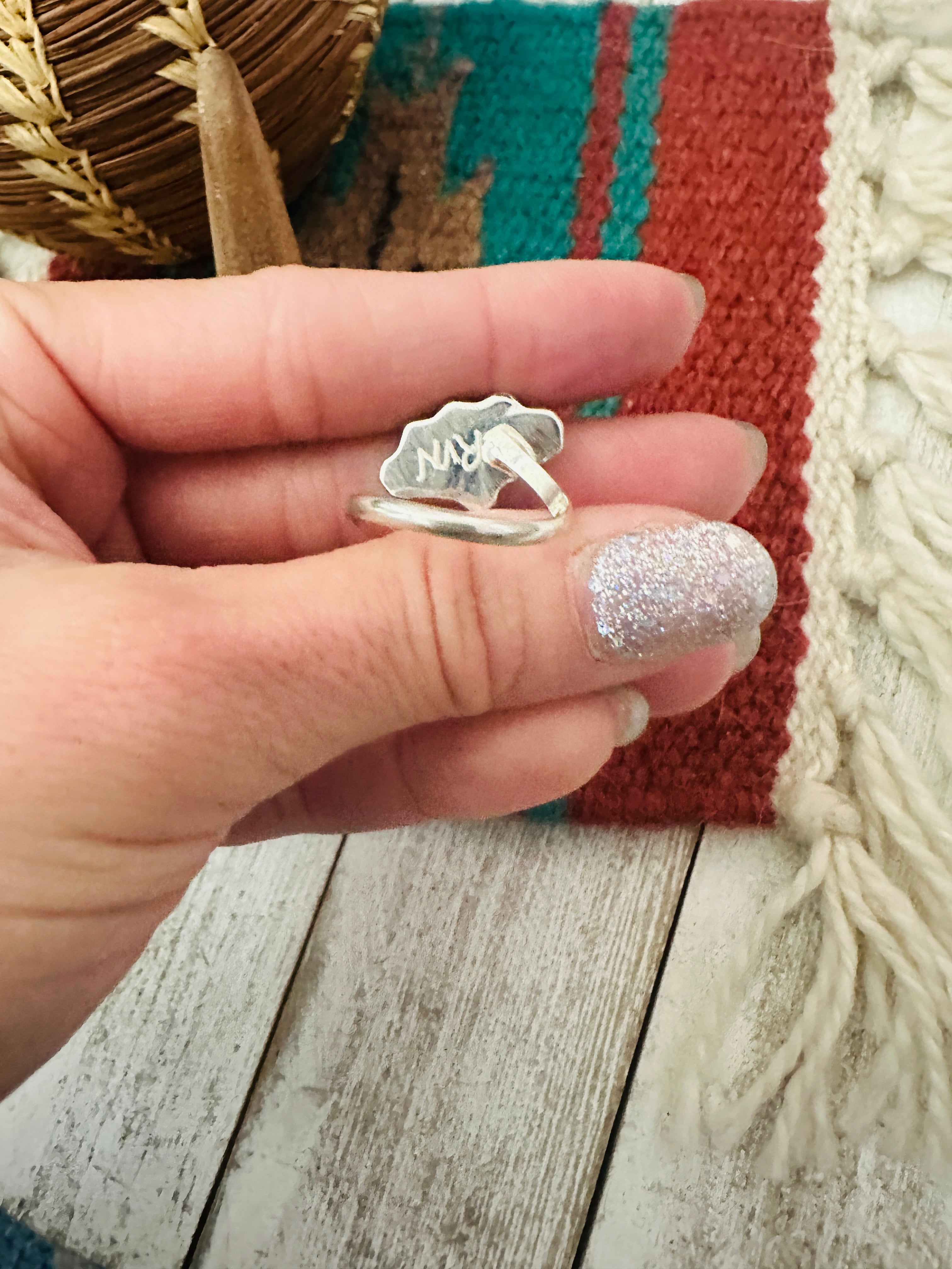 Handcrafted Sterling Silver & Turquoise Adjustable Ring