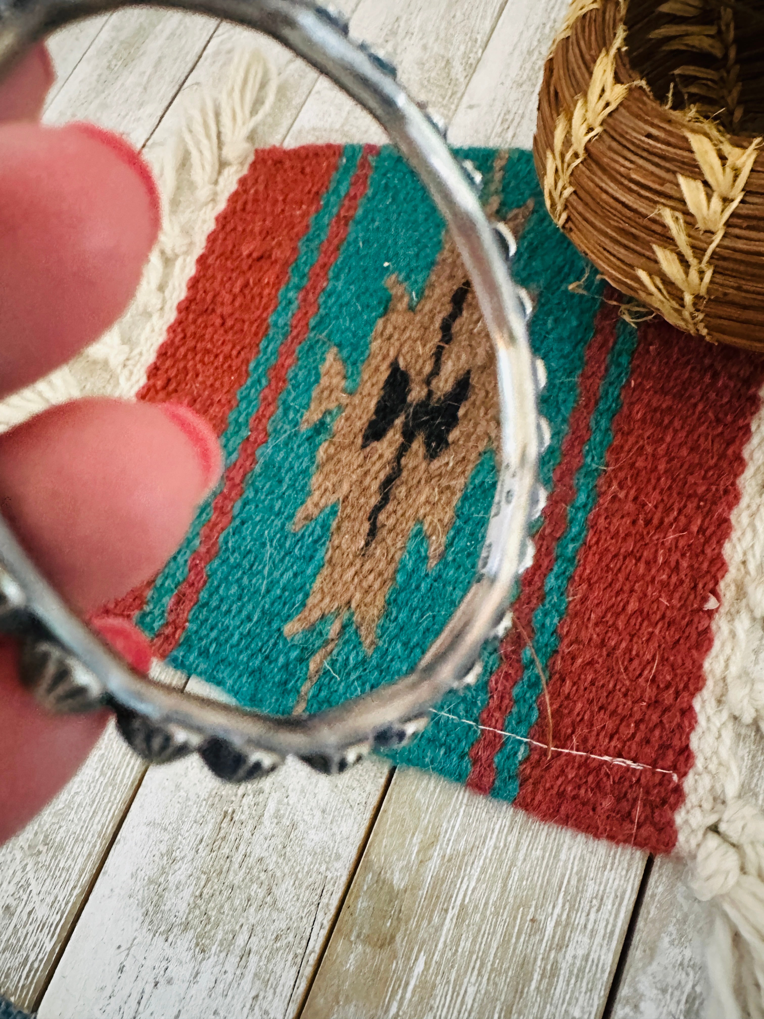 Chimney Butte Navajo Sterling Silver Studded Bangle Bracelet