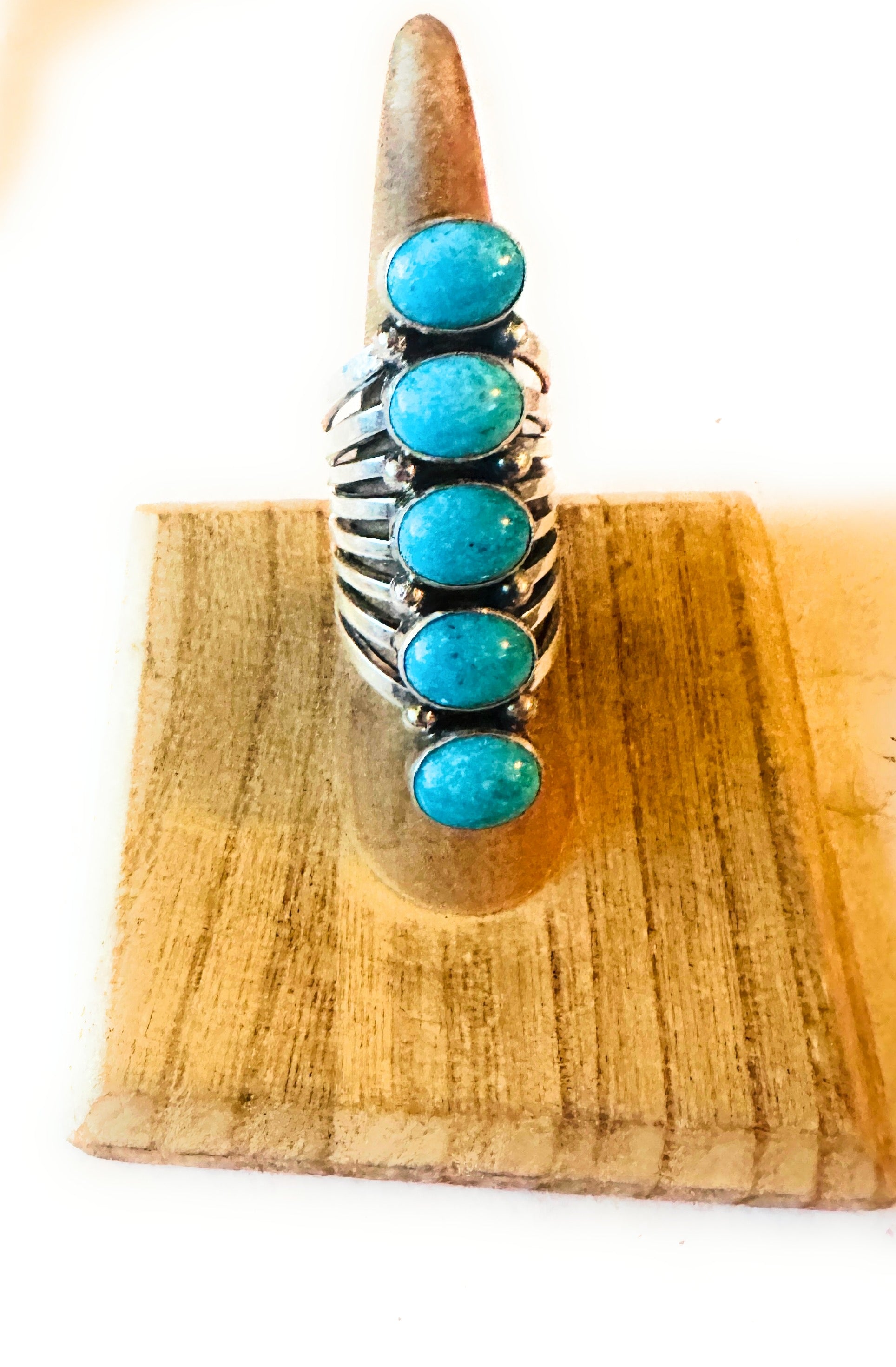 Handcrafted Turquoise & Sterling Silver Climber Ring