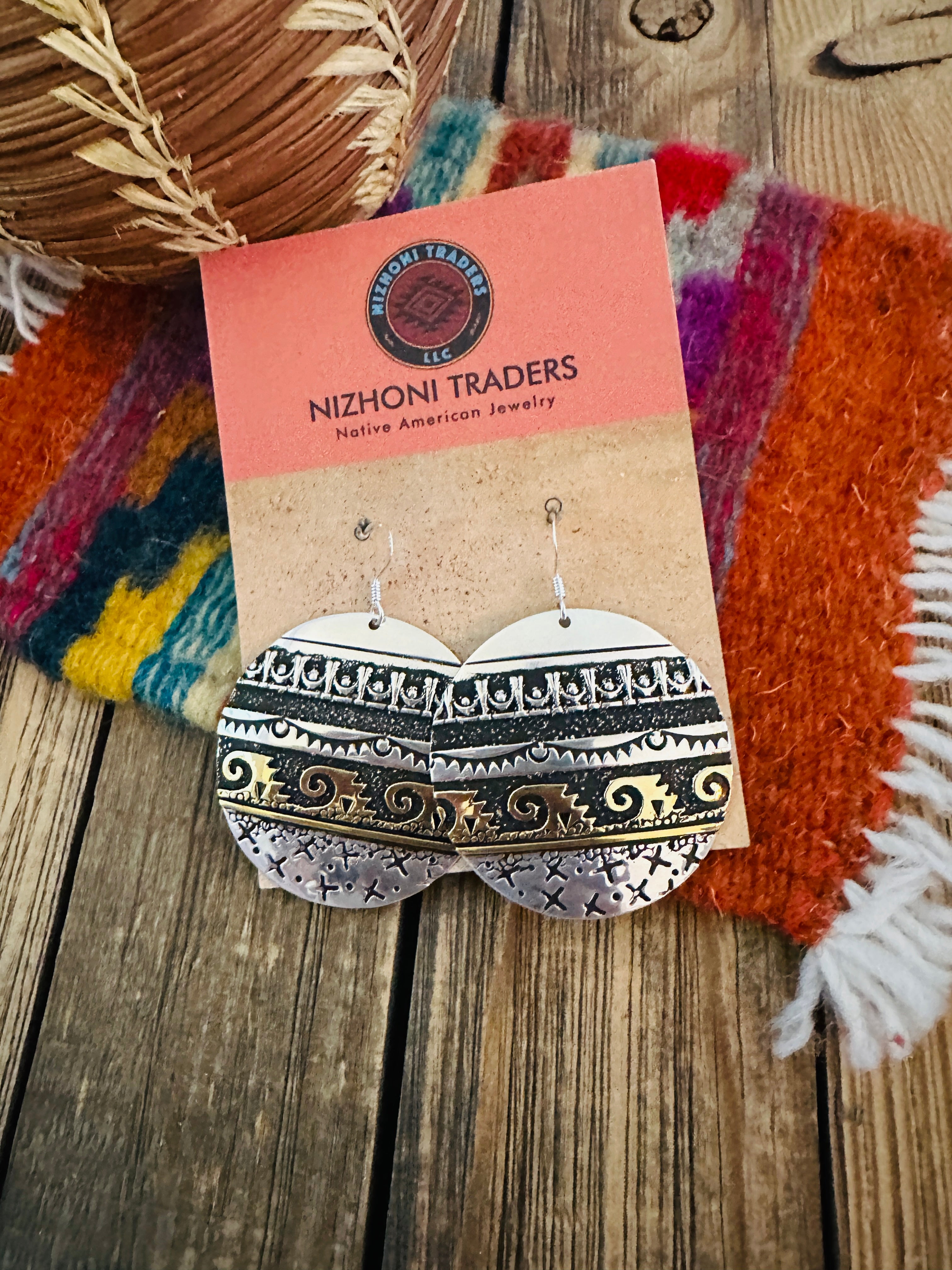 Handcrafted Sterling Silver & Copper Dangle Earrings by Rose Singer