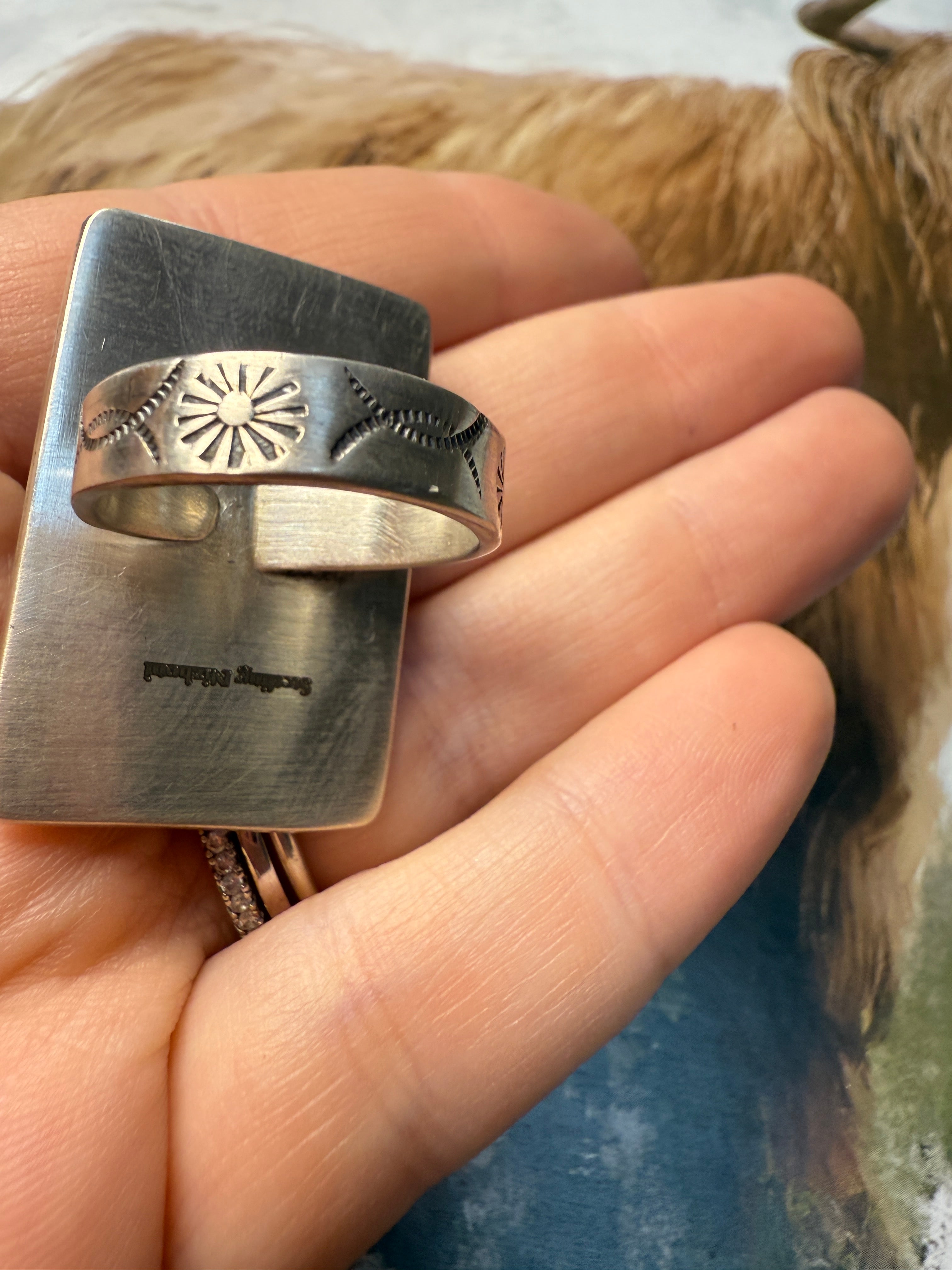 Handmade Pink Dream Mojave And Sterling Silver Adjustable 12 Stone Ring