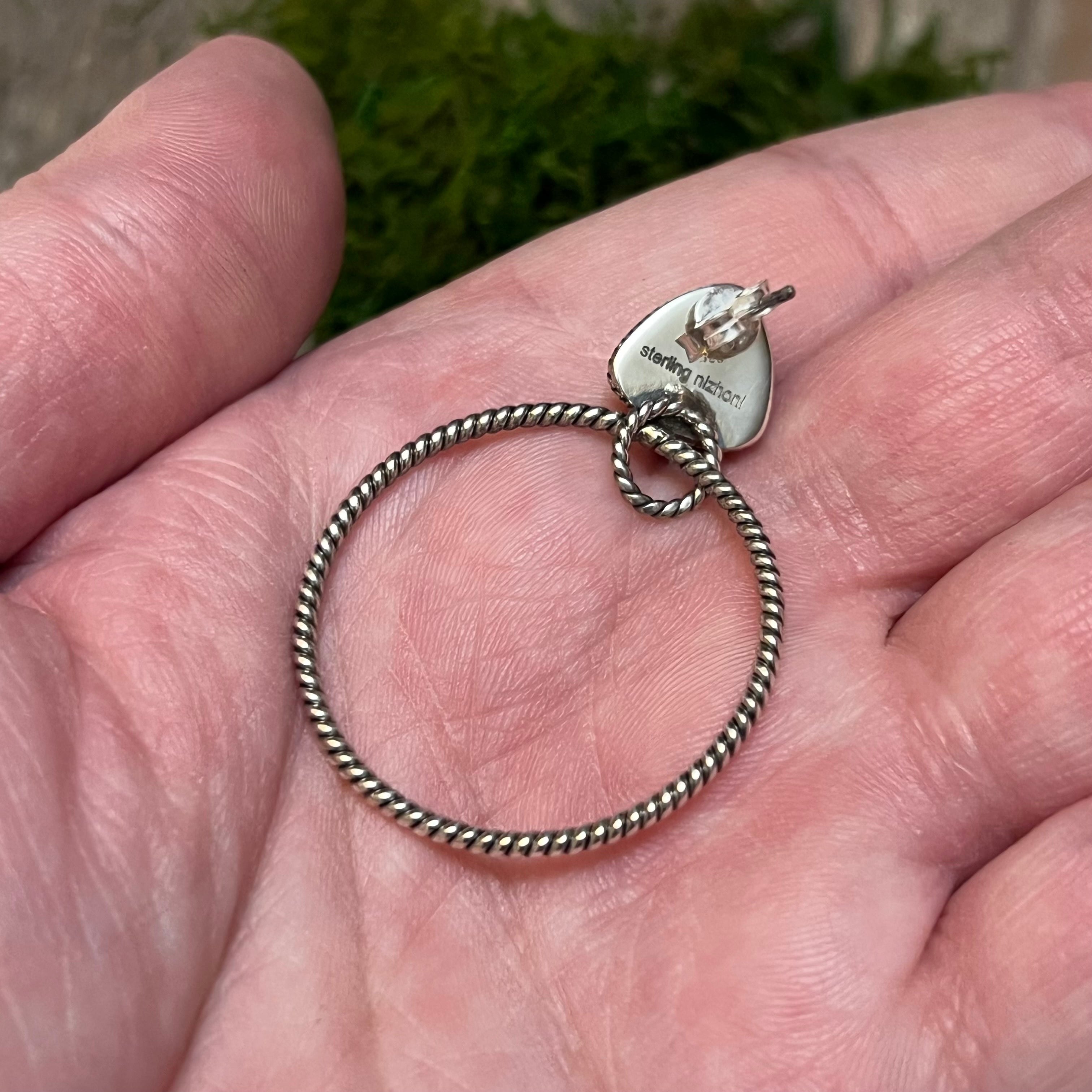 Handmade Blue & Pink Speckled Opal Sterling Silver Hoop Earrings