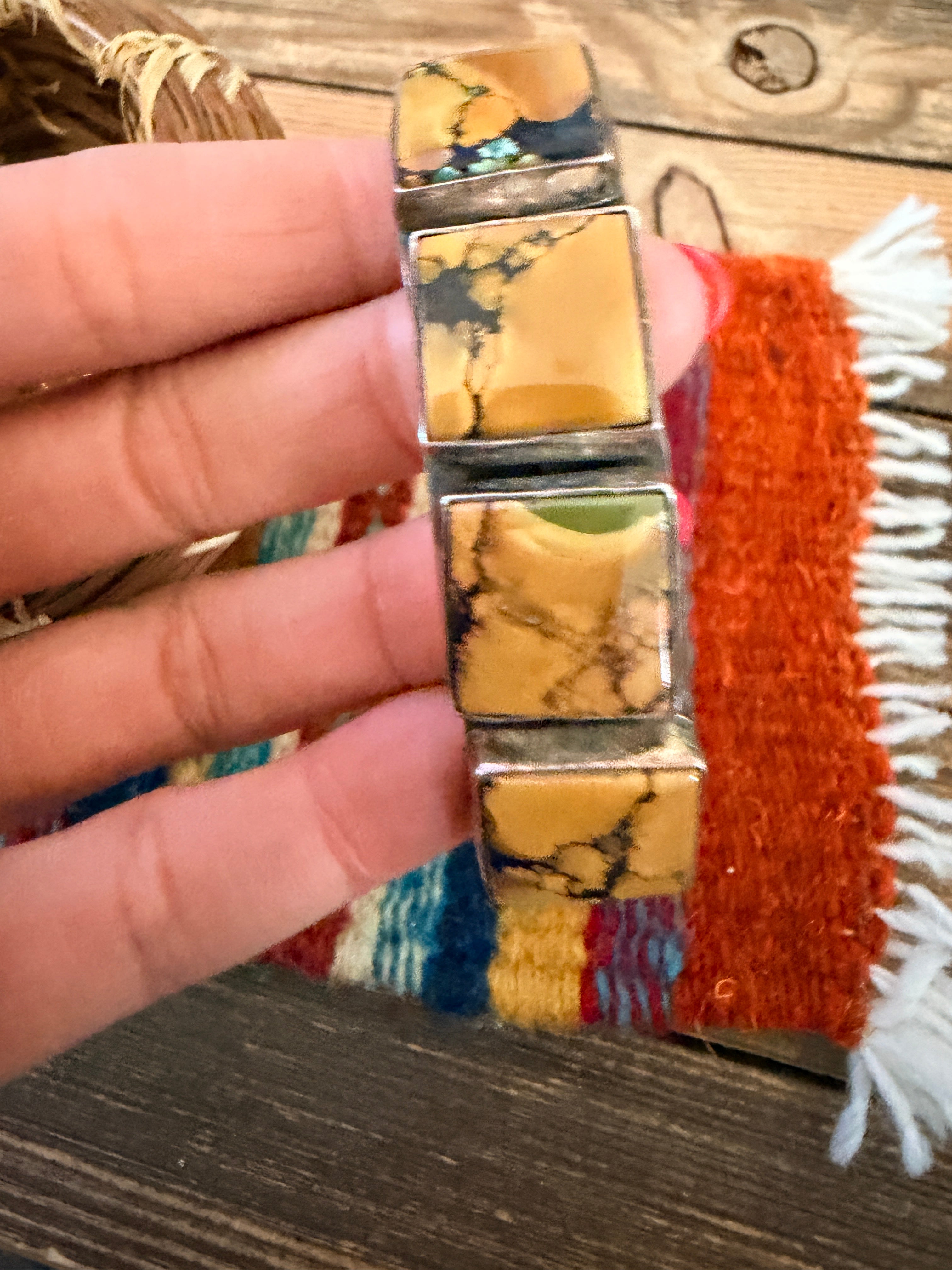 Handcrafted Tibetan Turquoise & Sterling Silver Cuff Bracelet by Nora Bill