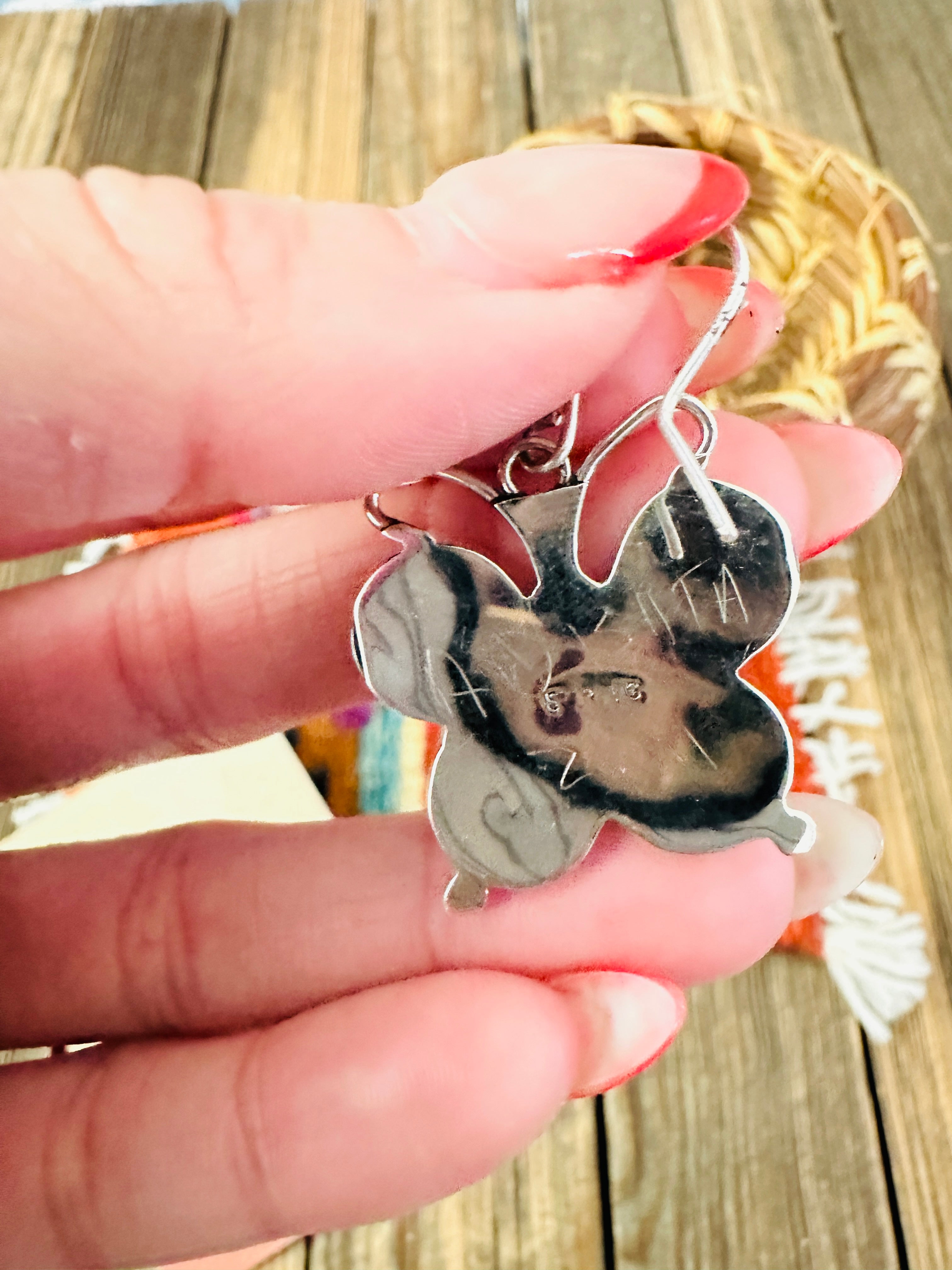 Handcrafted Multi Stone & Sterling Silver Inlay Butterfly Dangle Earrings