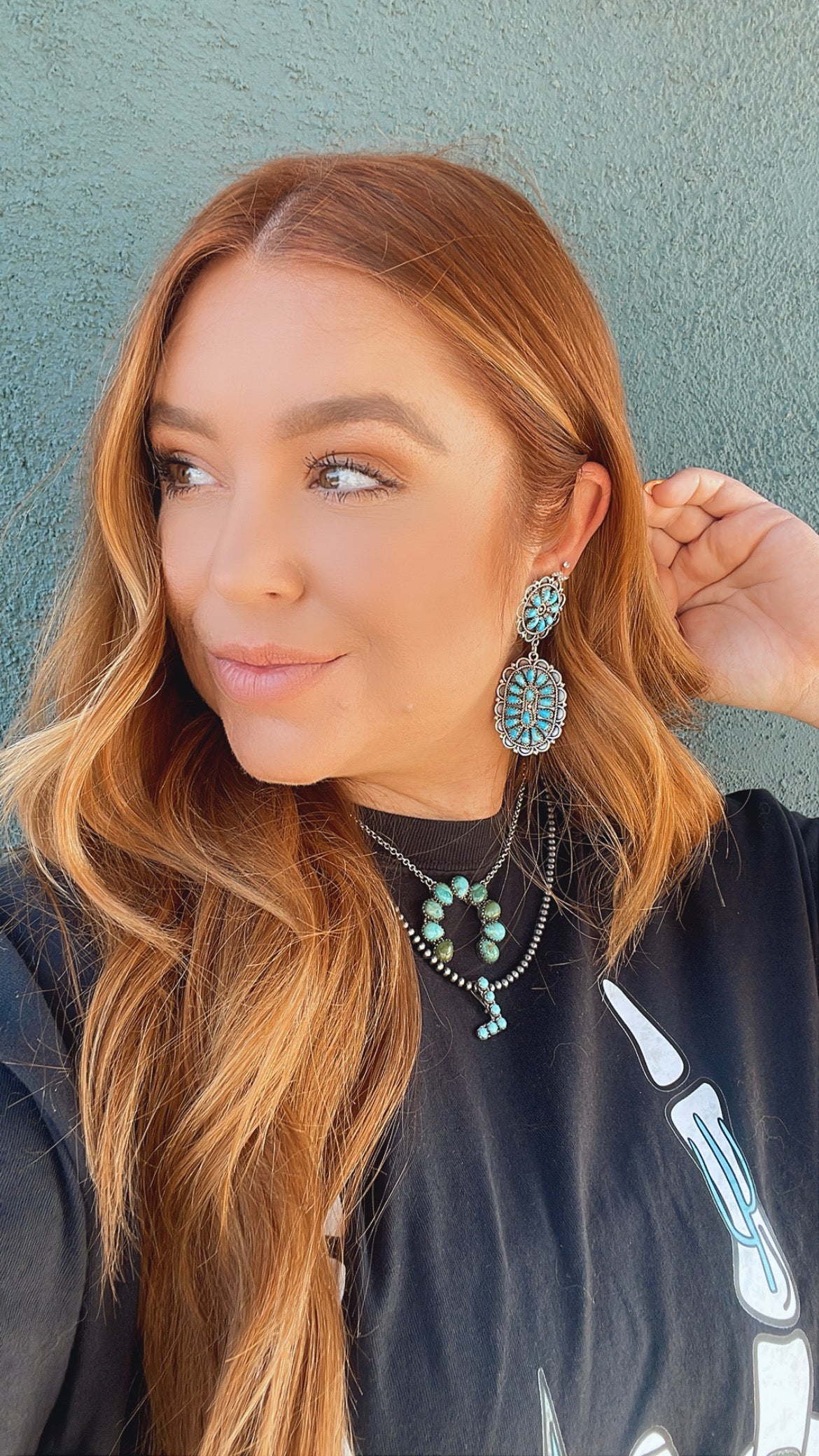“The Girl Power” Handcrafted Sterling Silver Turquoise Dangle Earrings