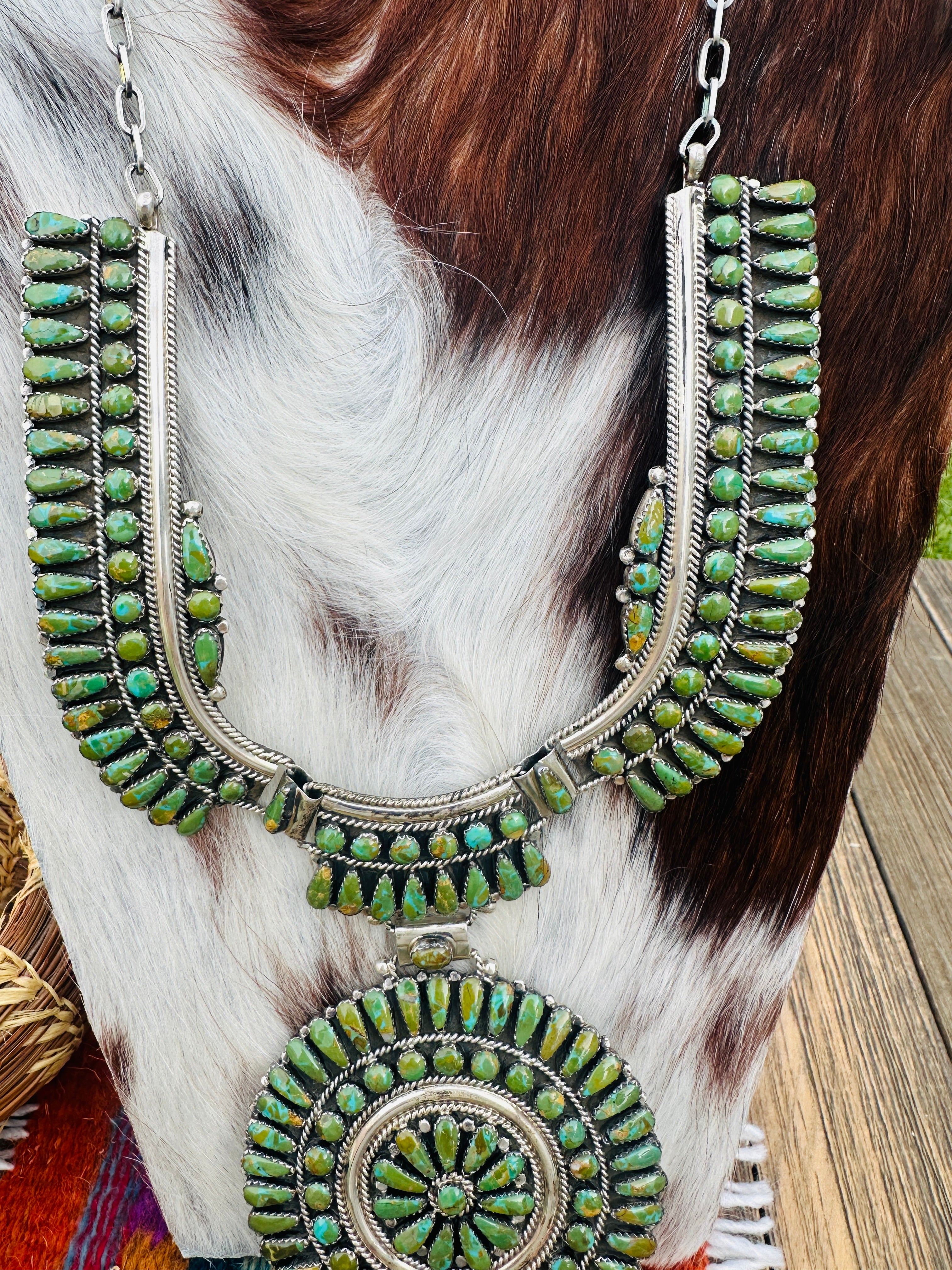 Handcrafted Royston Turquoise & Sterling Silver Cluster Necklace by Juliana Williams