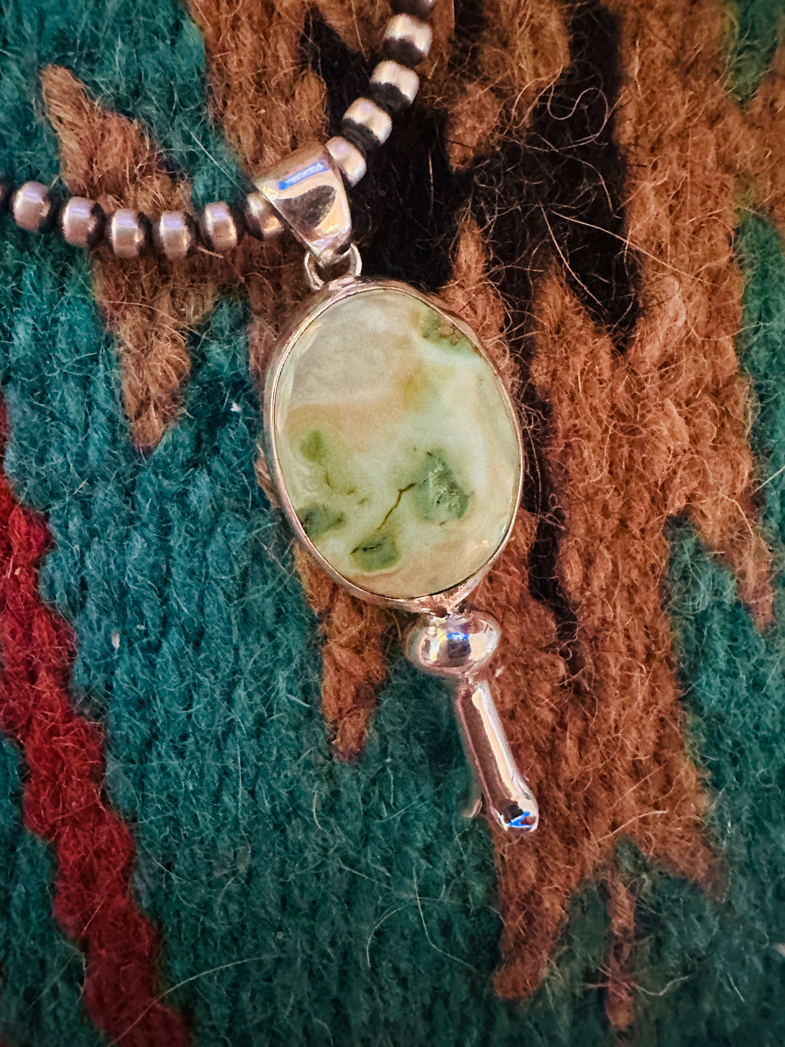 Handcrafted Carico Lake Turquoise & Sterling Silver Blossom Pendant