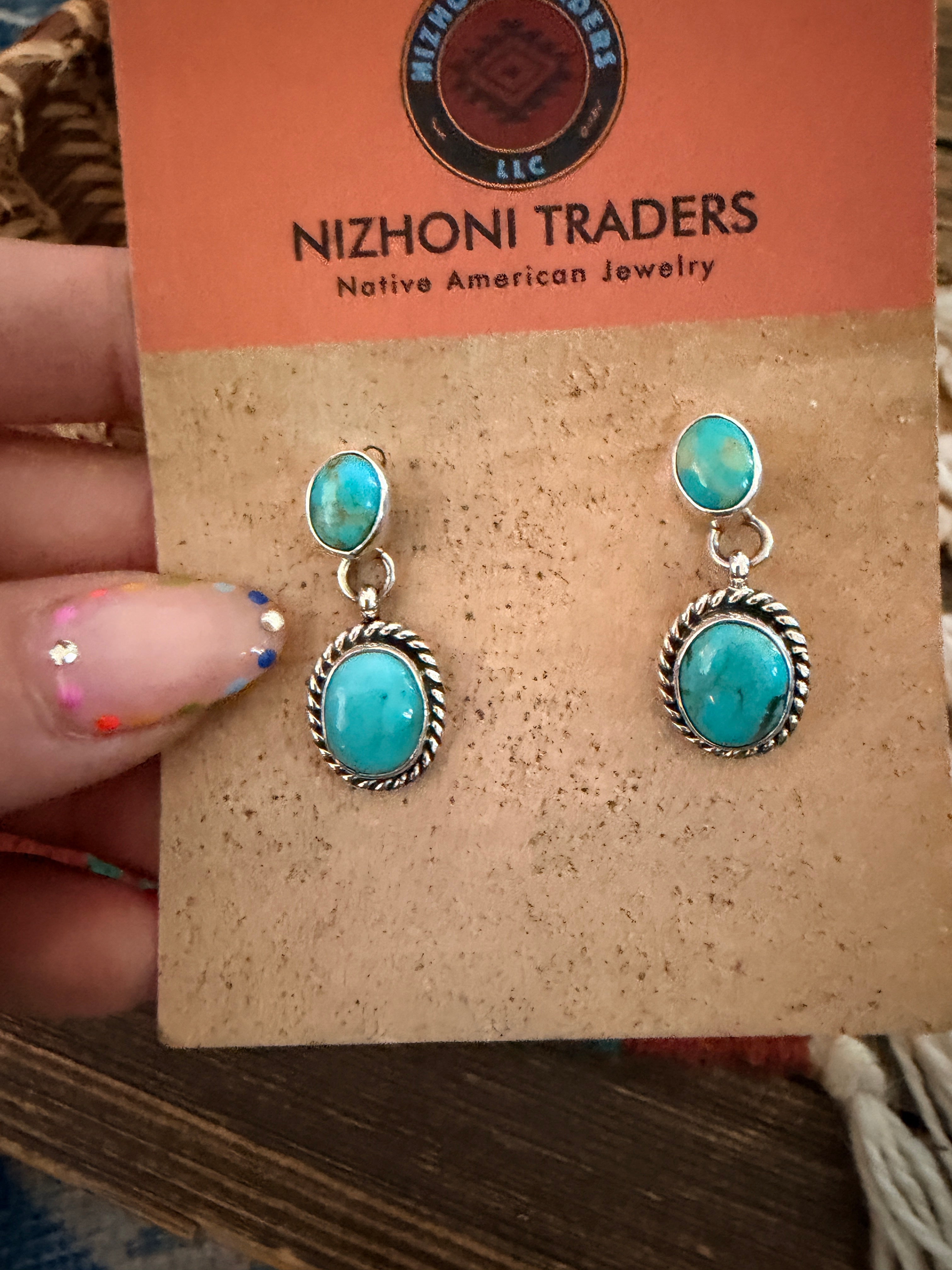 Handcrafted Turquoise & Sterling Silver Dangle Earrings