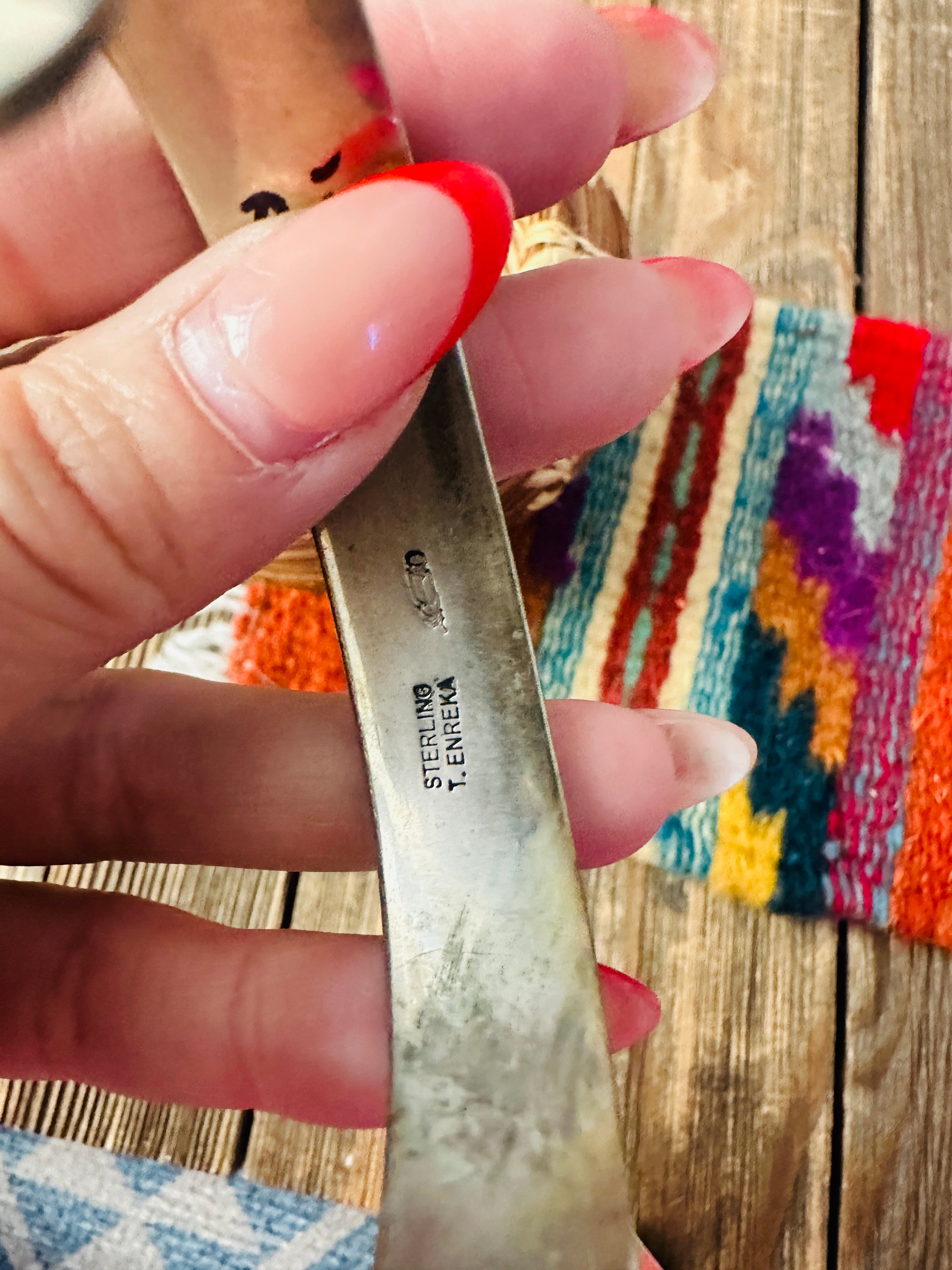 Vintage Old Pawn Navajo Sterling Silver & Copper Cuff Bracelet