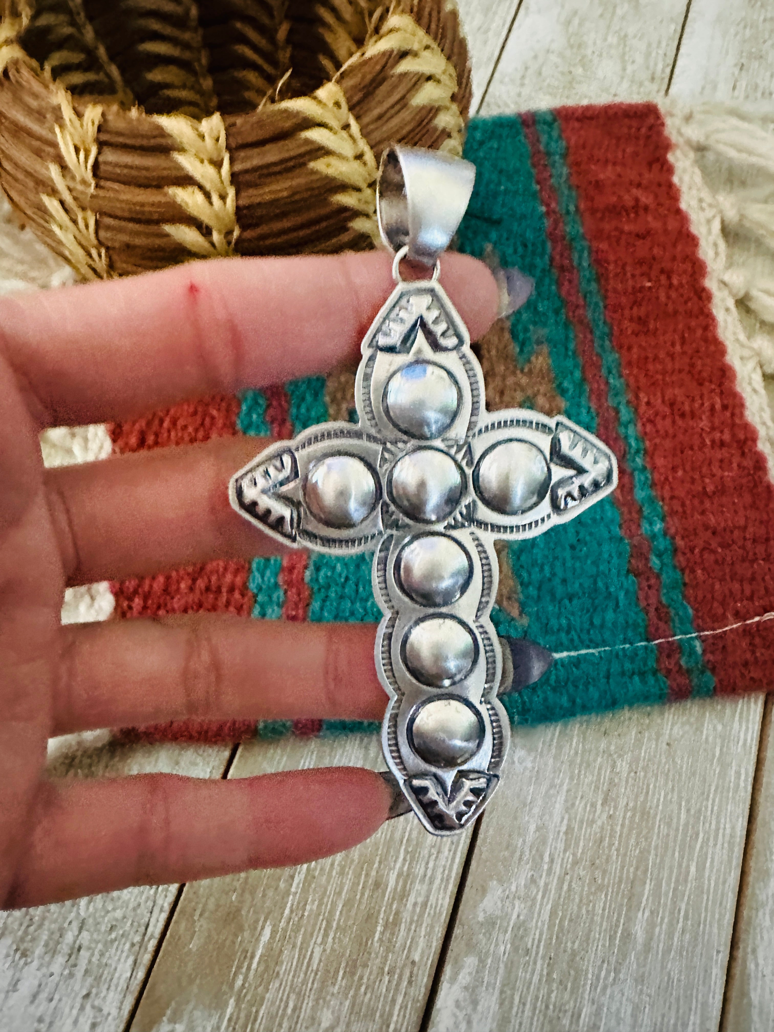 Handcrafted Sterling Silver Cross Pendant by Benson Shorty