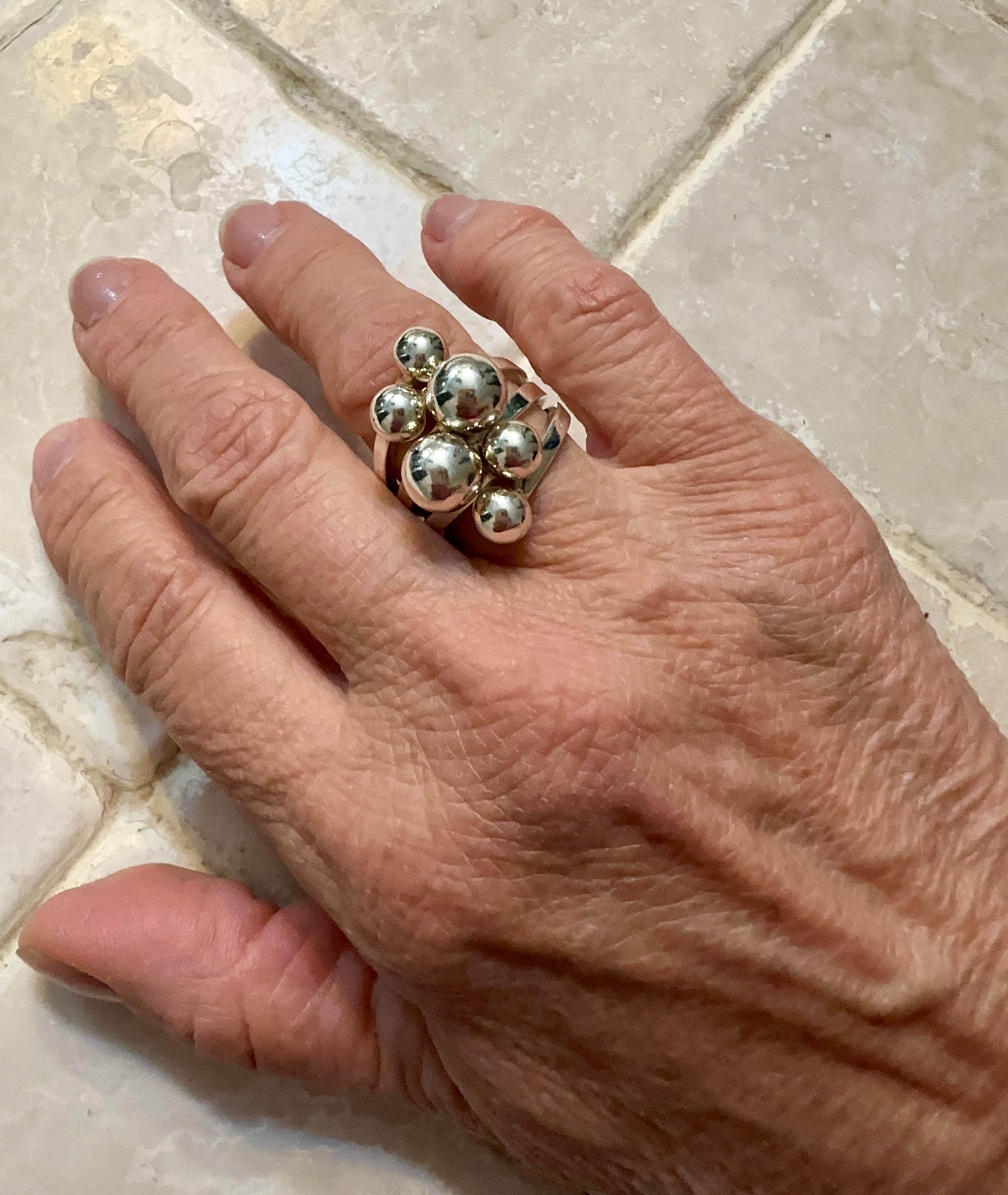 6 Sterling Silver Bubbles Ring Size 6.5