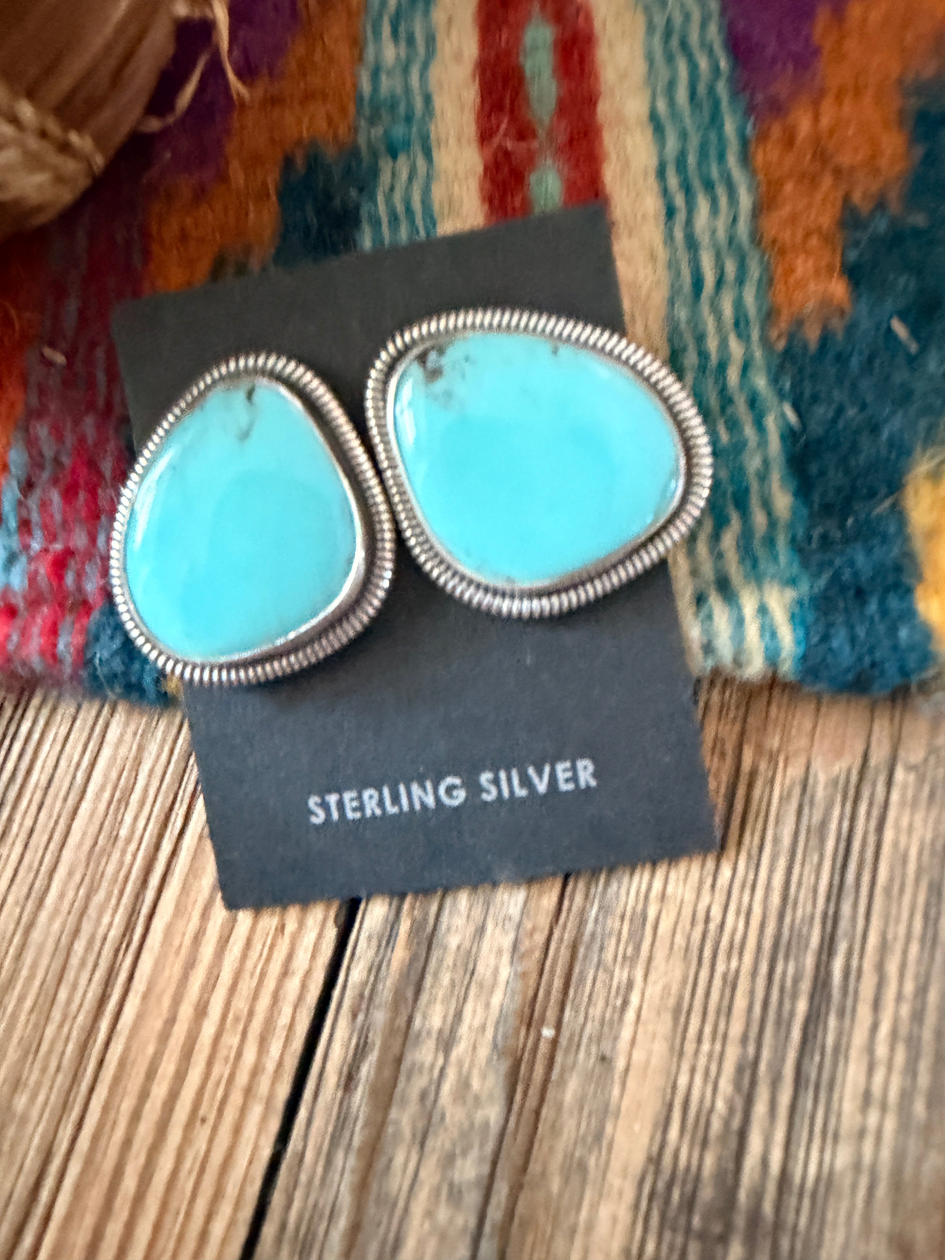 Handcrafted Turquoise & Sterling Silver Post Earrings