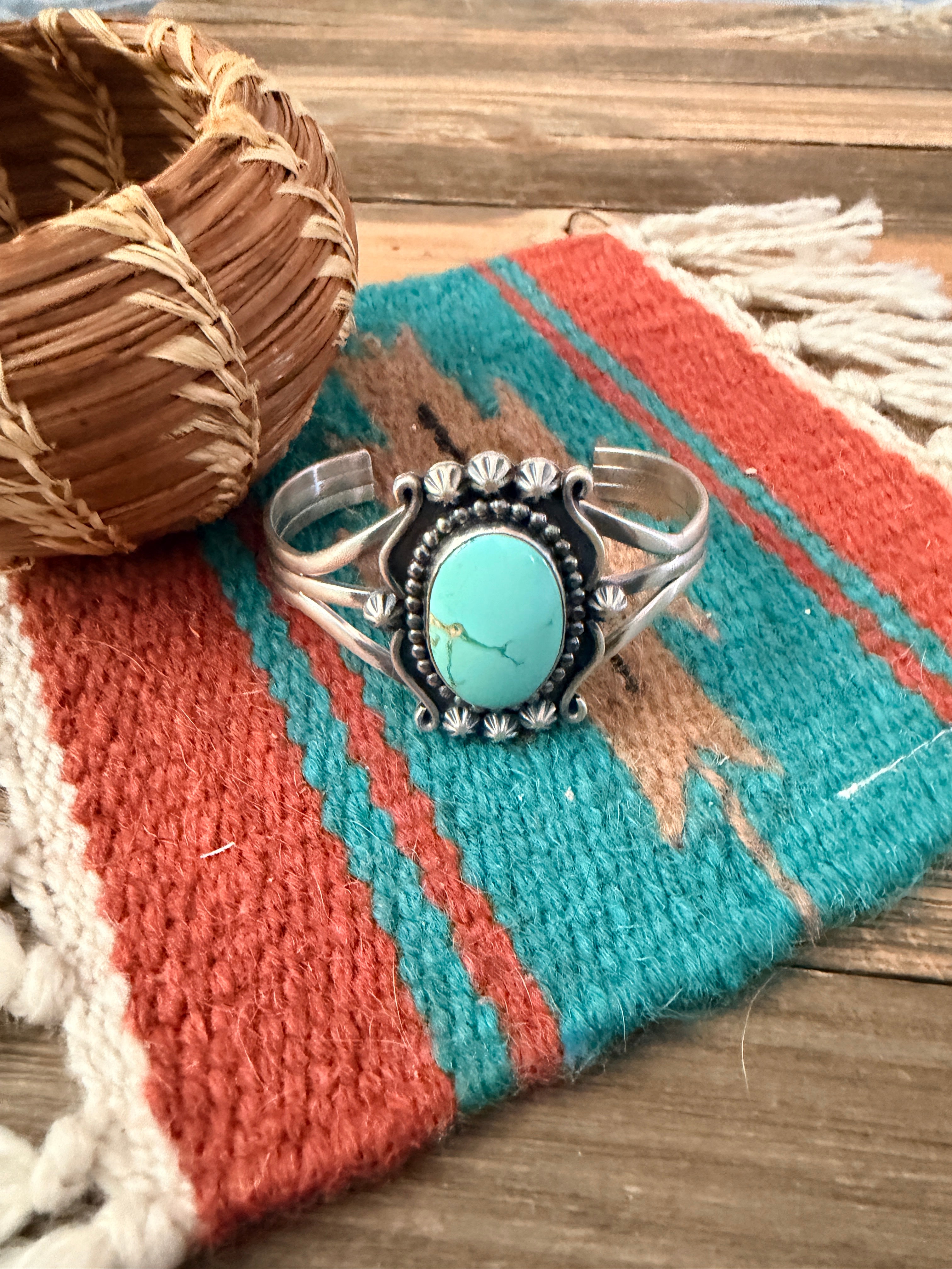 Handcrafted Sterling Silver and Turquoise Cuff Bracelet