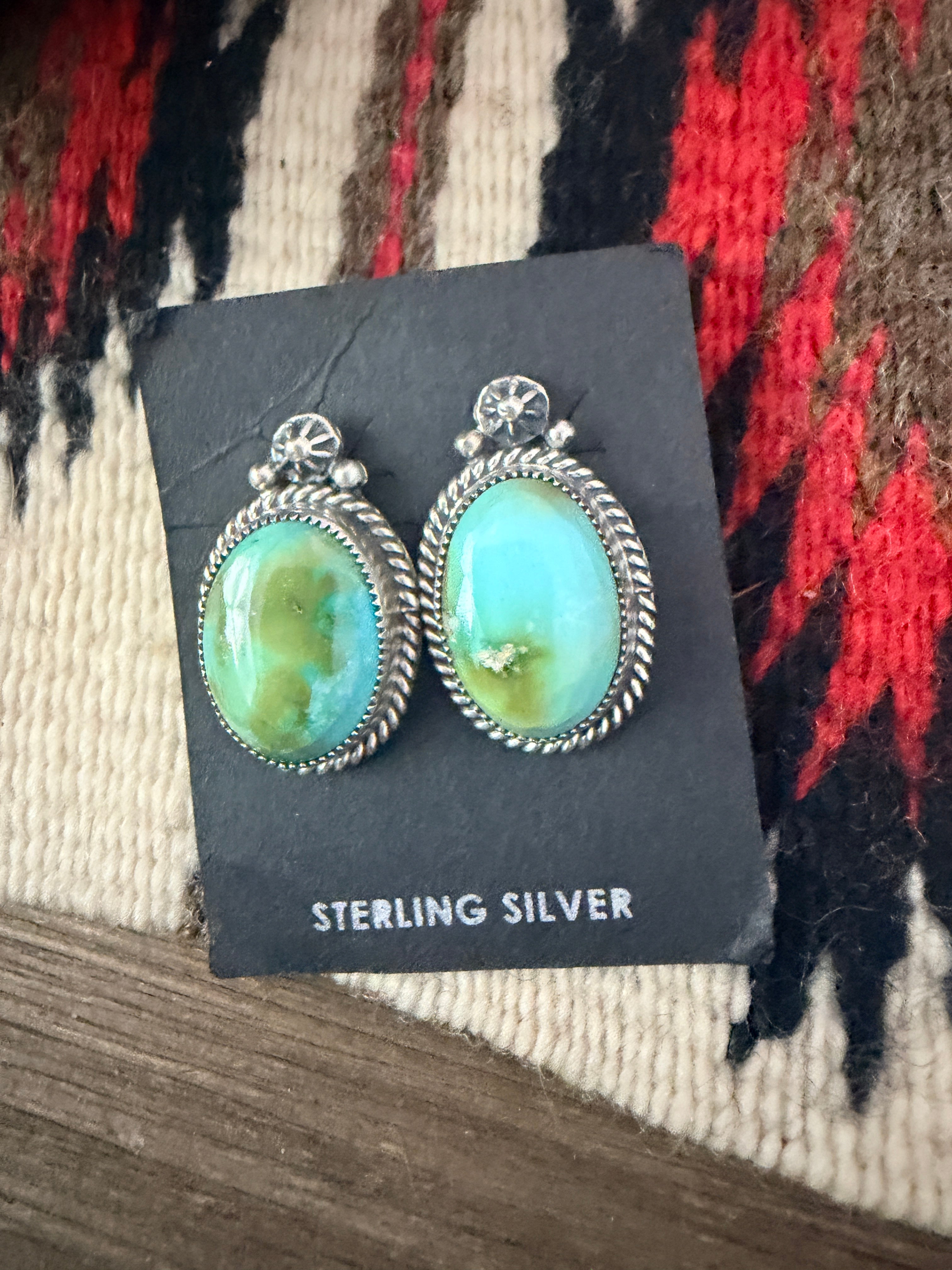Handcrafted Sonoran Mountain Turquoise & Sterling Silver Stud Earrings