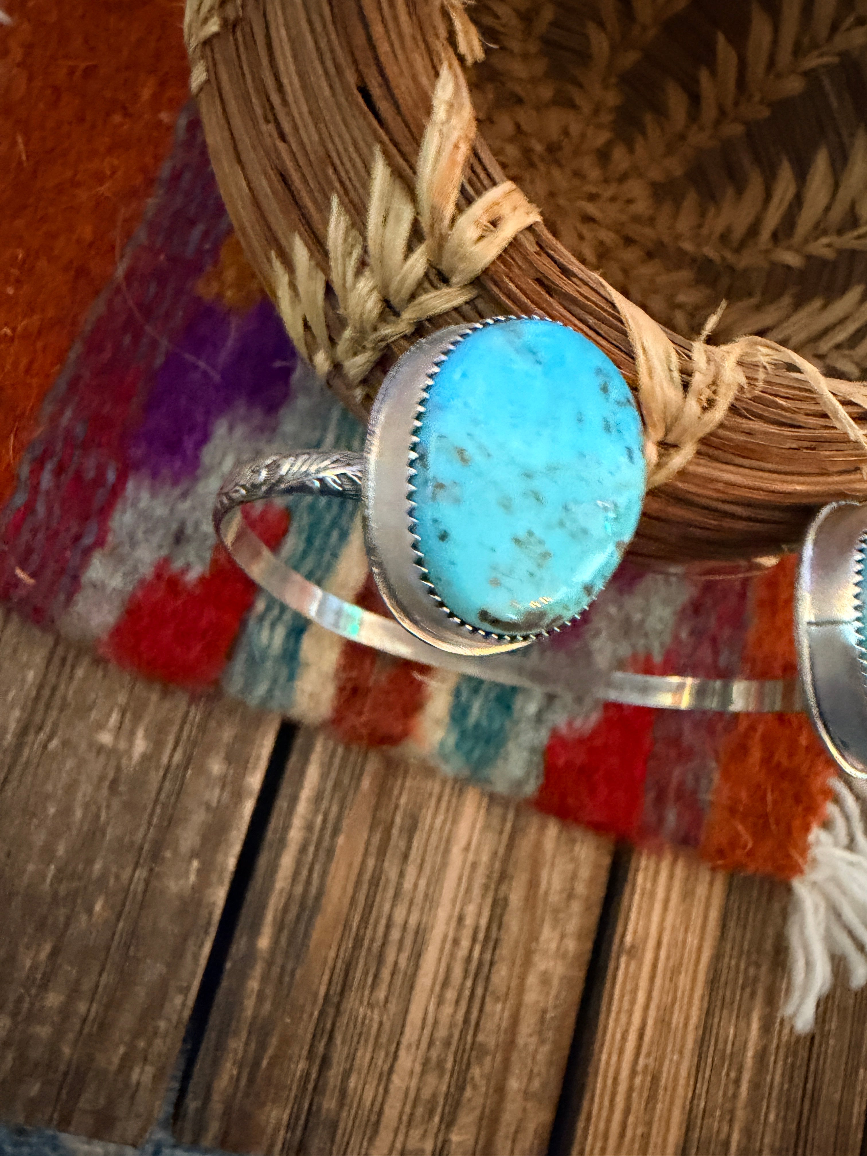Handmade Turquoise & Sterling Silver Floating Cuff Bracelet