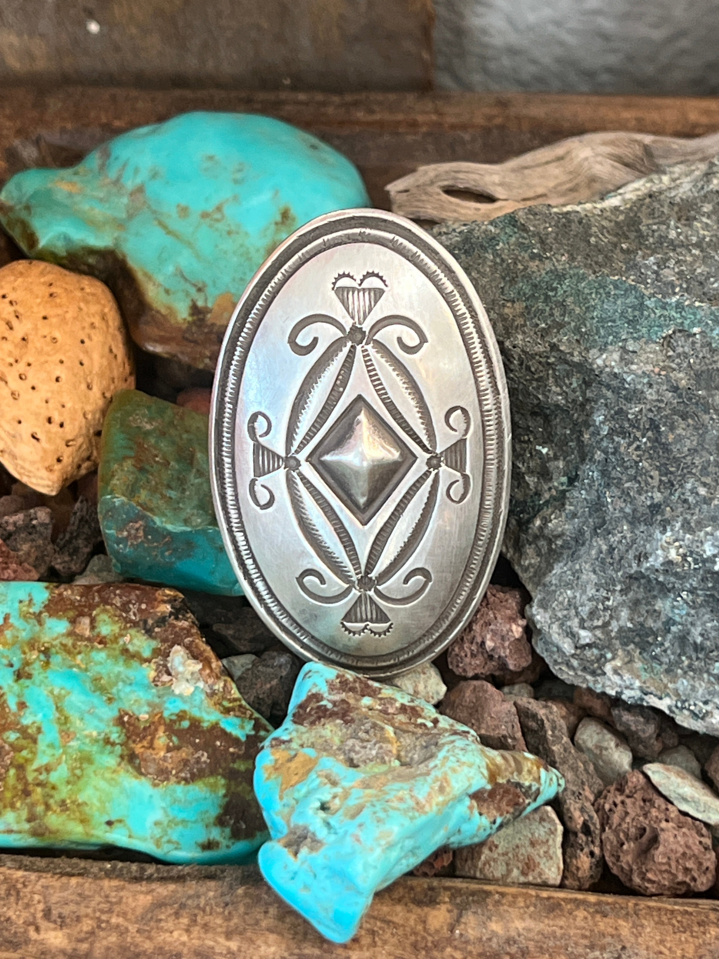 Handcrafted Sterling Silver Repousse Ring by Calvin Martinez, Size 9