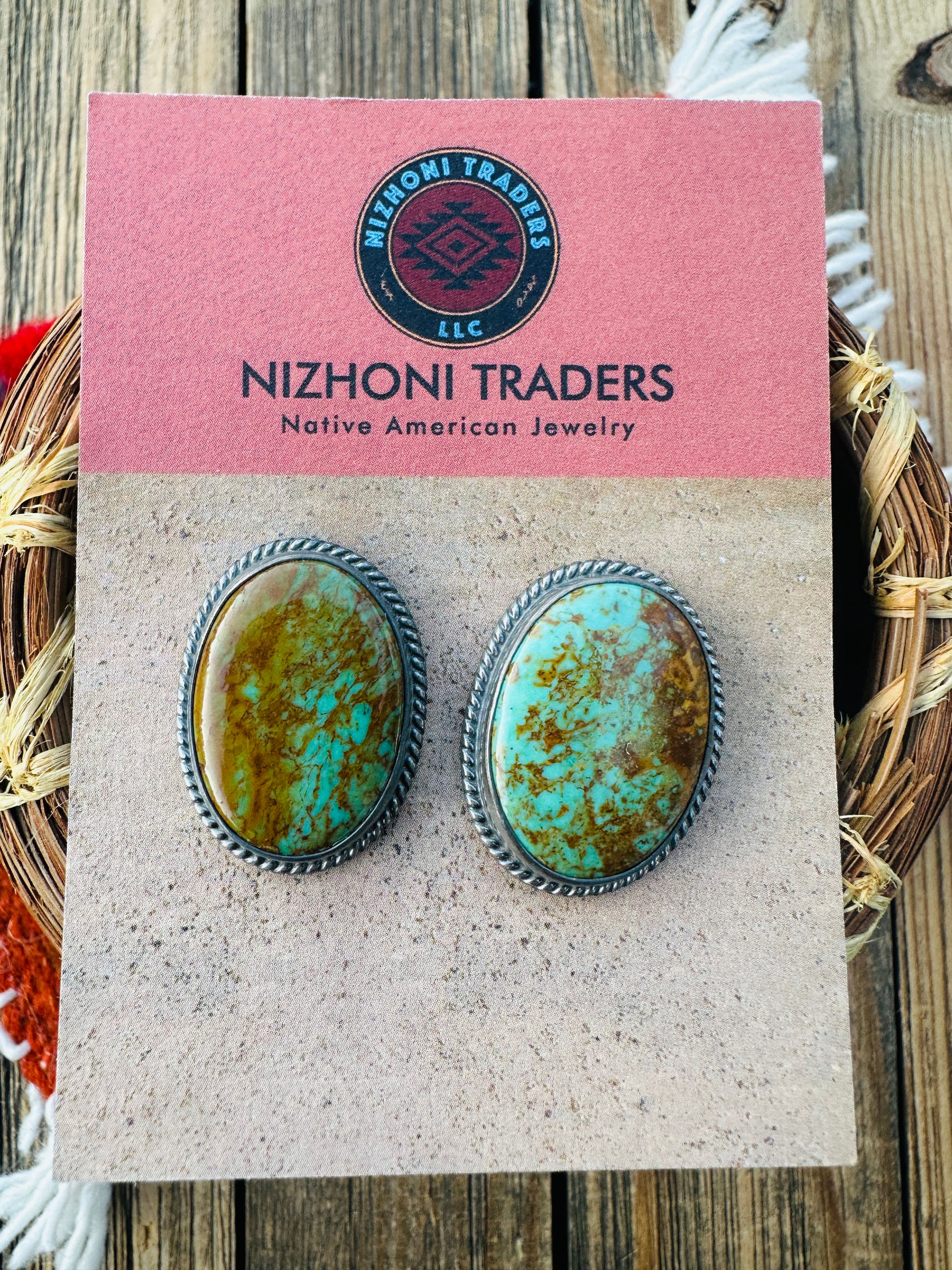 Handcrafted Sterling Silver & Royston Turquoise Post Earrings