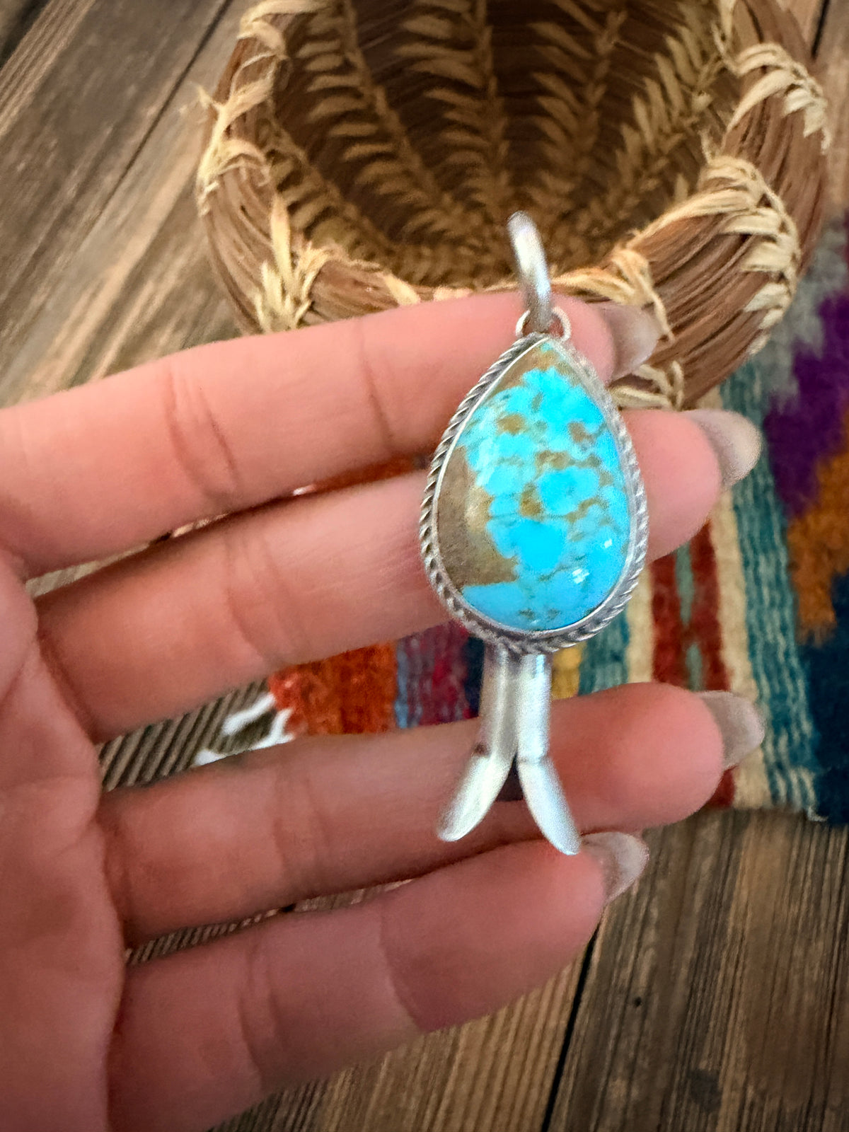 Handcrafted Sterling Silver & Turquoise Blossom Pendant