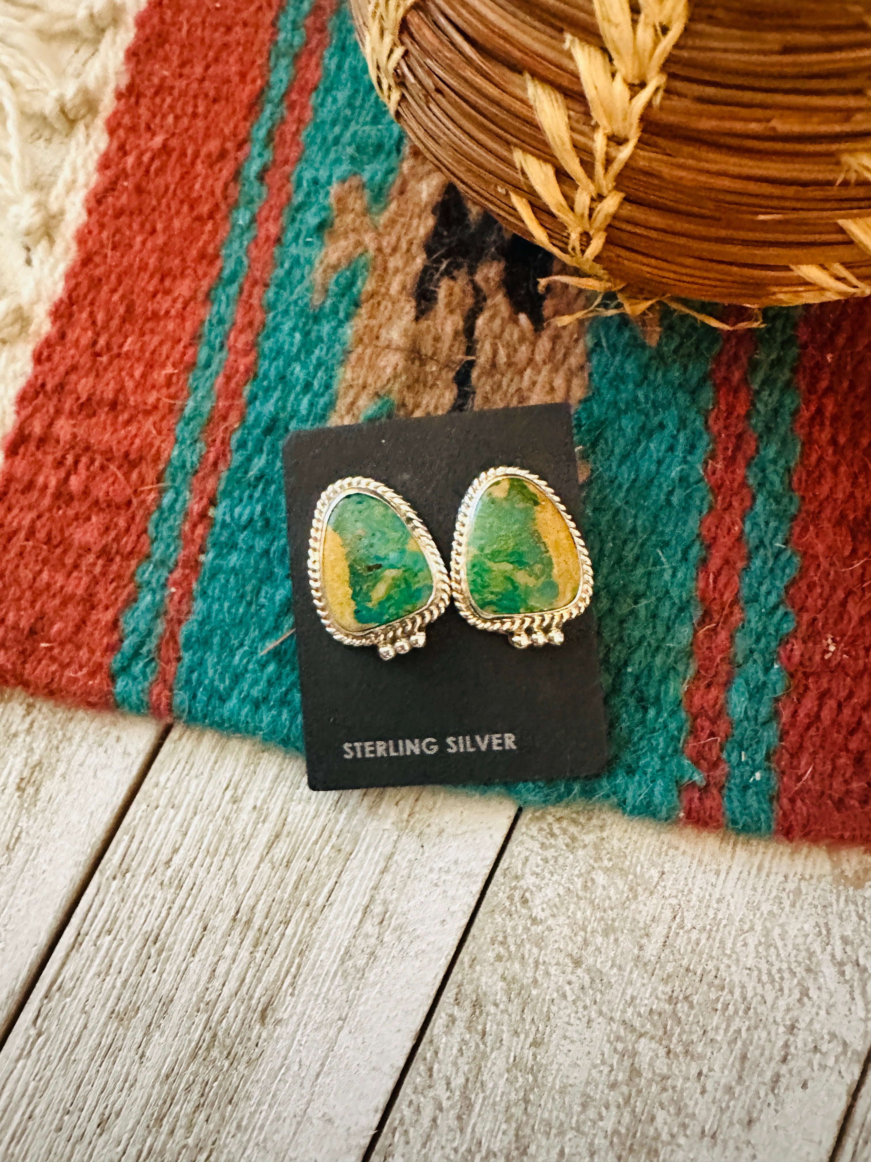 Navajo Turquoise & Sterling Silver Post Earrings