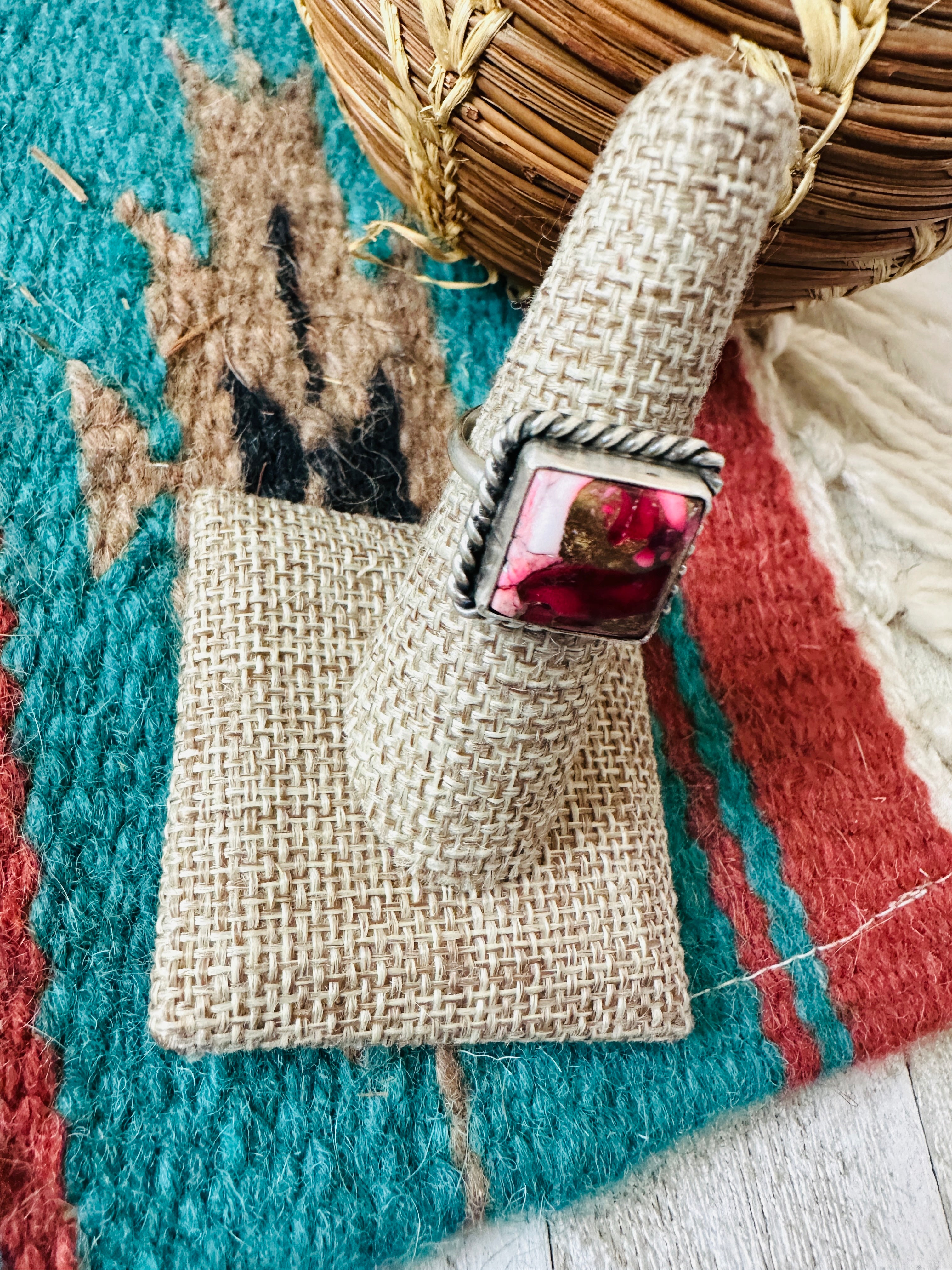 Handcrafted Sterling Silver & Rose Dahlia Adjustable Ring