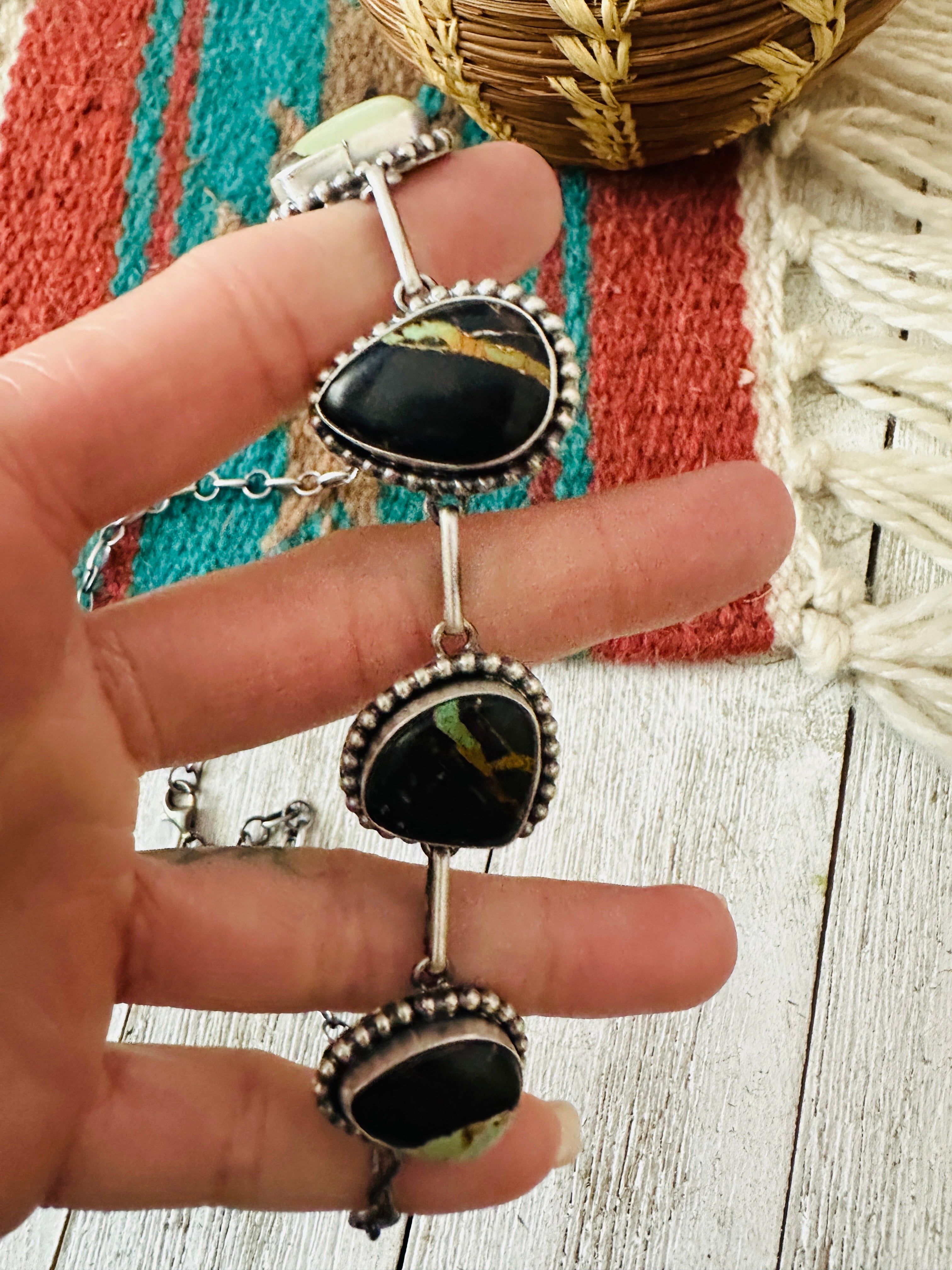Handcrafted Blackjack Turquoise & Sterling Silver Necklace