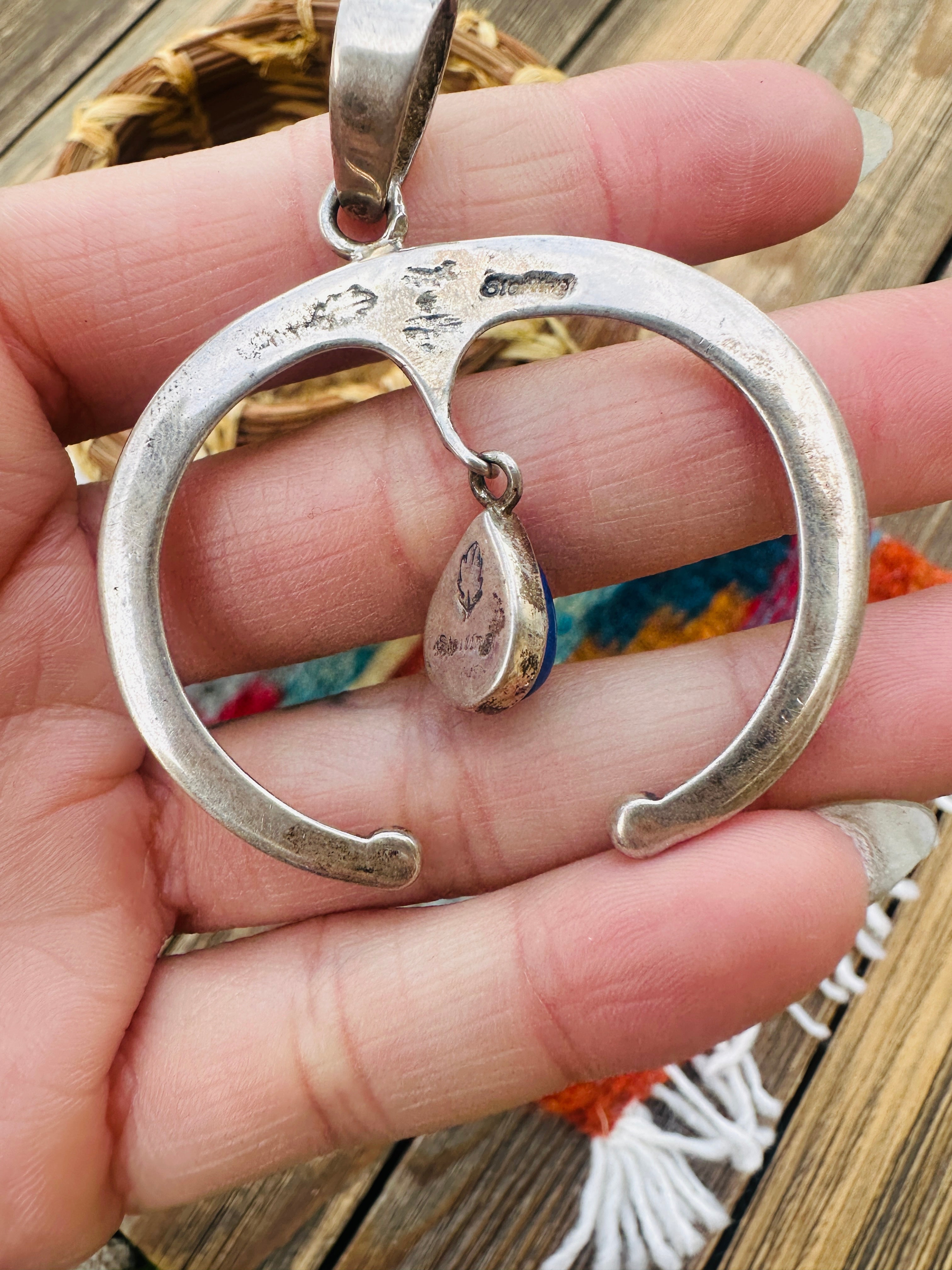 Handcrafted Sterling Silver & Lapis Naja Pendant