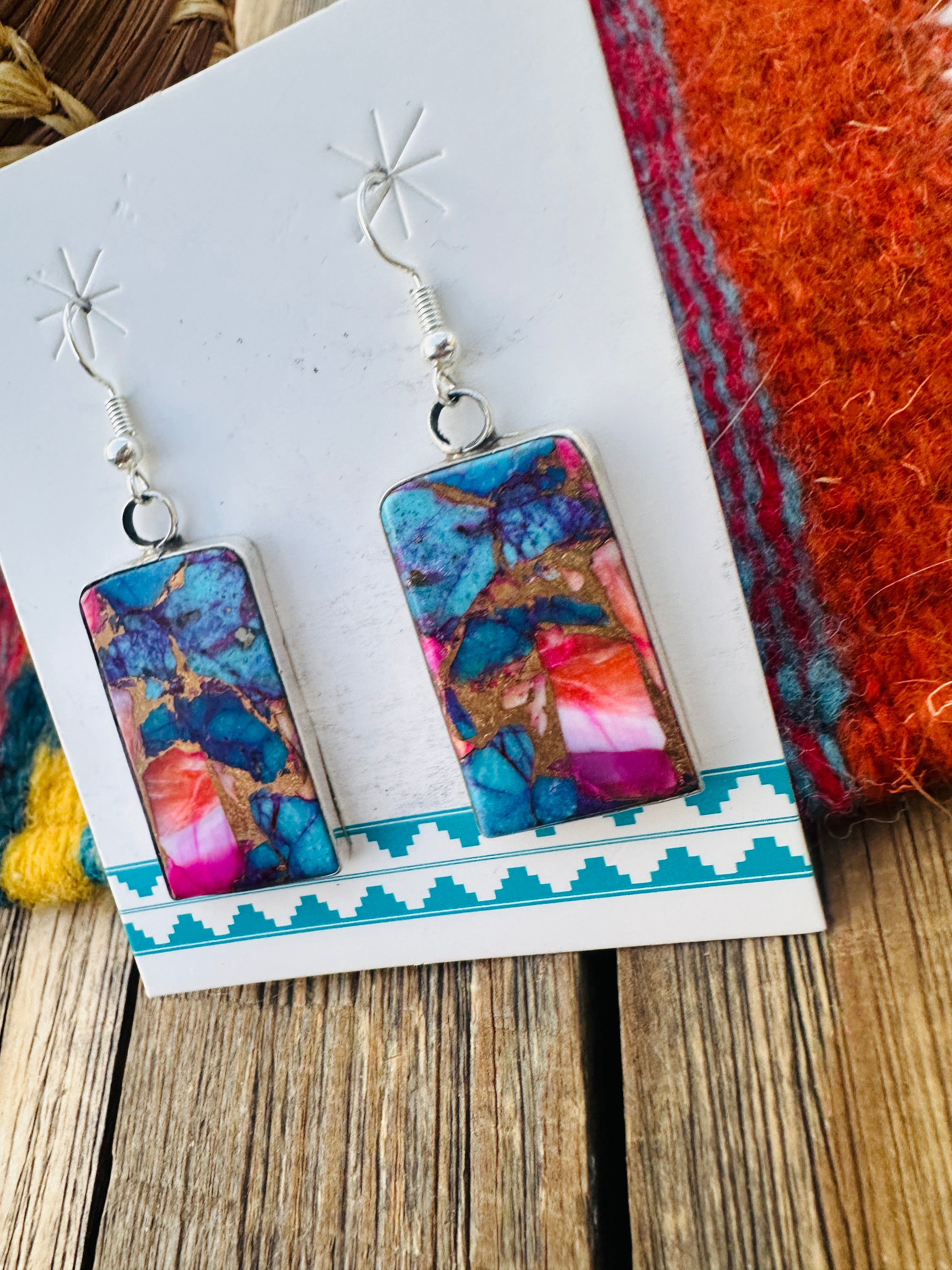 Handcrafted Pink Dream Mojave & Sterling Silver Dangle Earrings by Jacqueline Silver