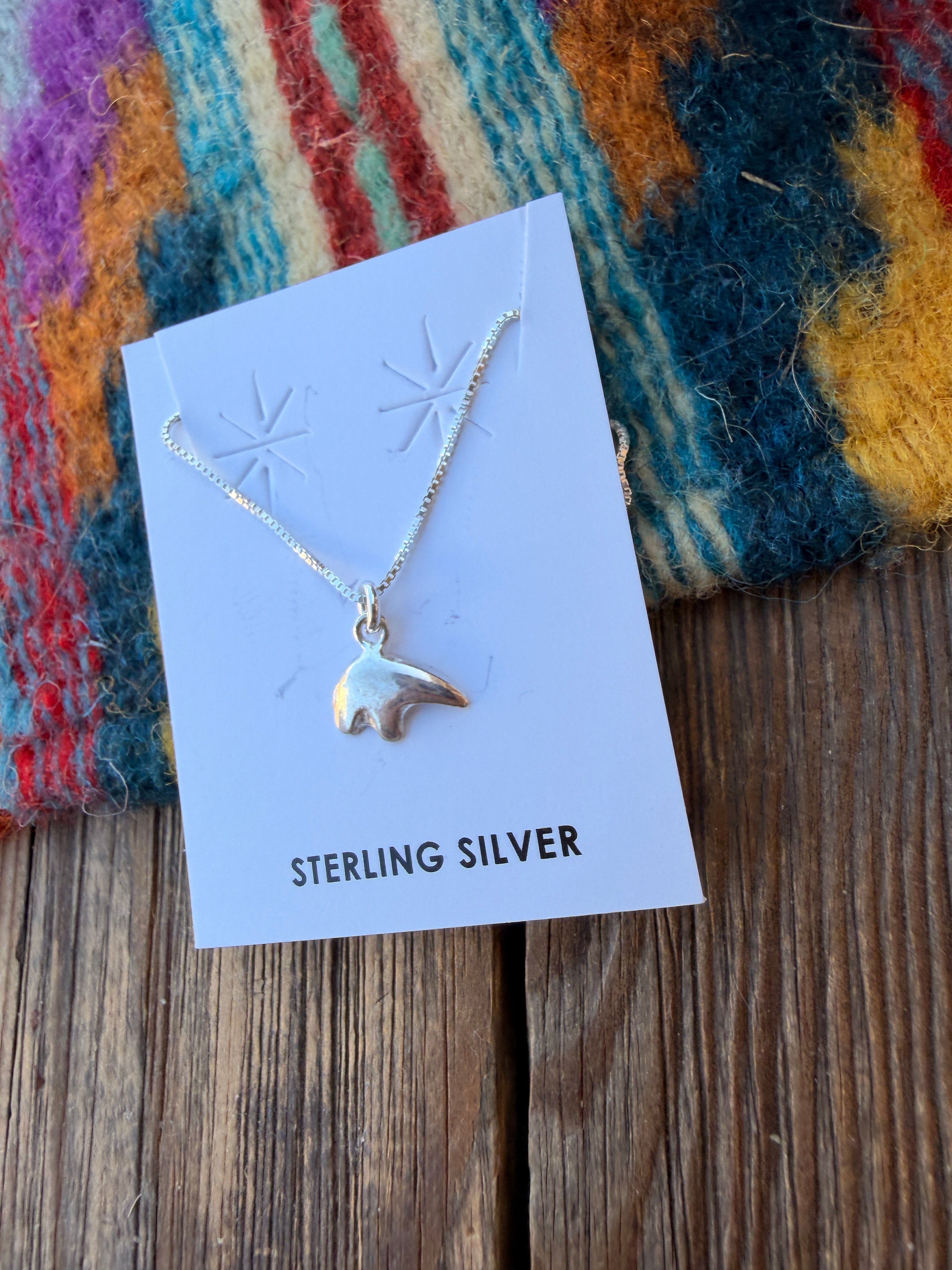 Handcrafted 16” Sterling Silver Fetish Bear Necklace