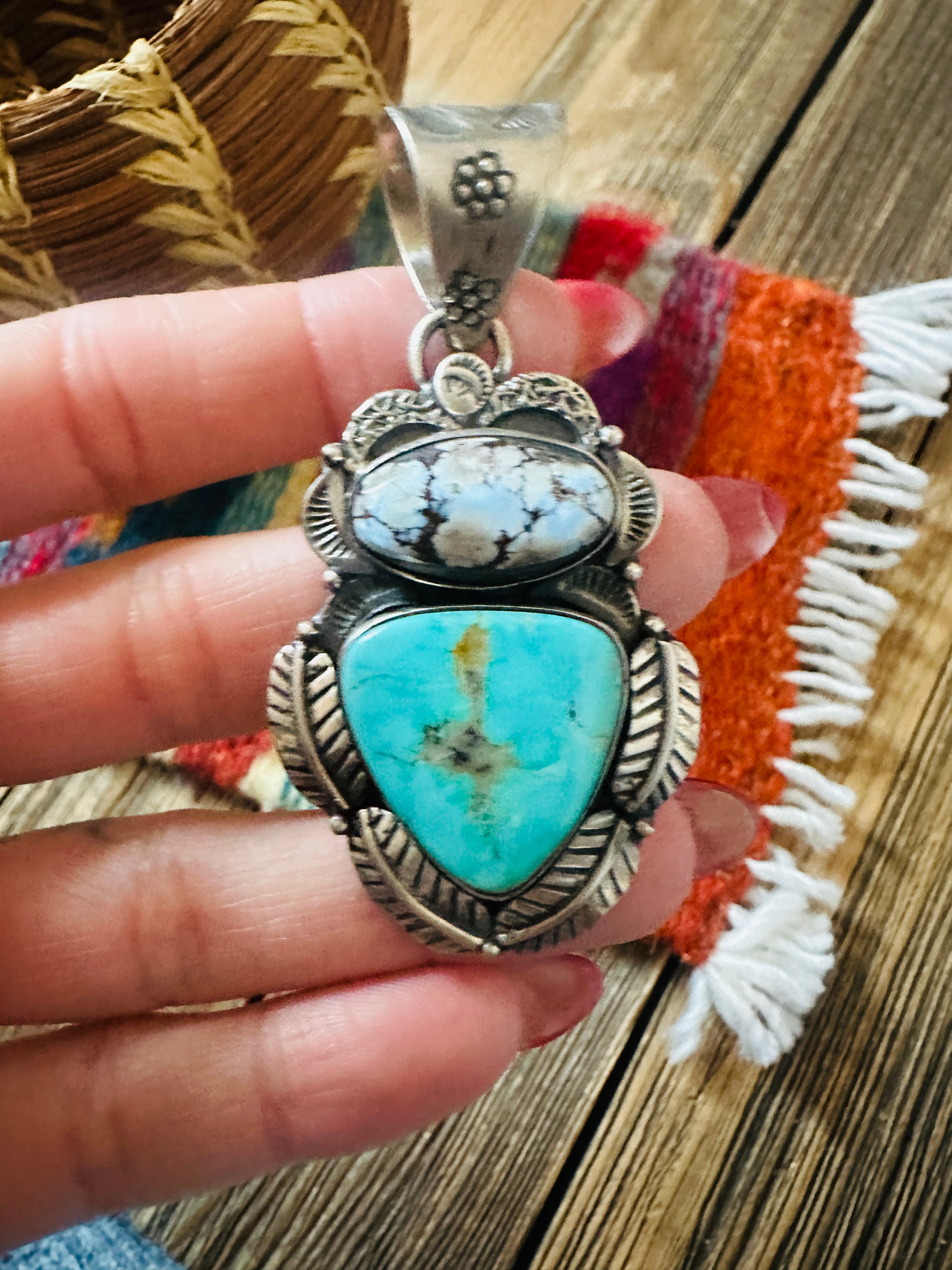 Handcrafted Sterling Silver & Multi Turquoise Pendant