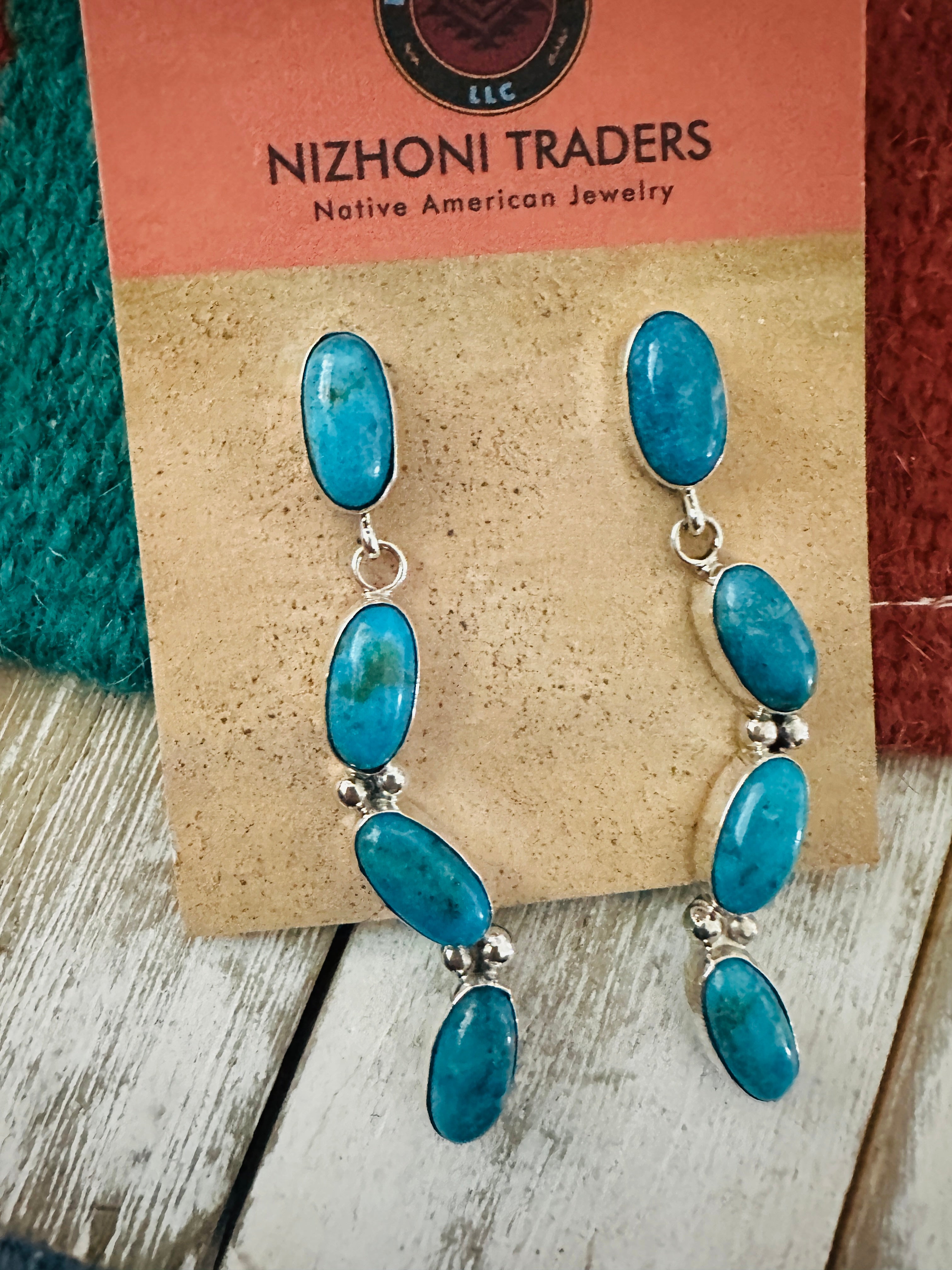 Handcrafted Sterling Silver & Turquoise Dangle Earrings