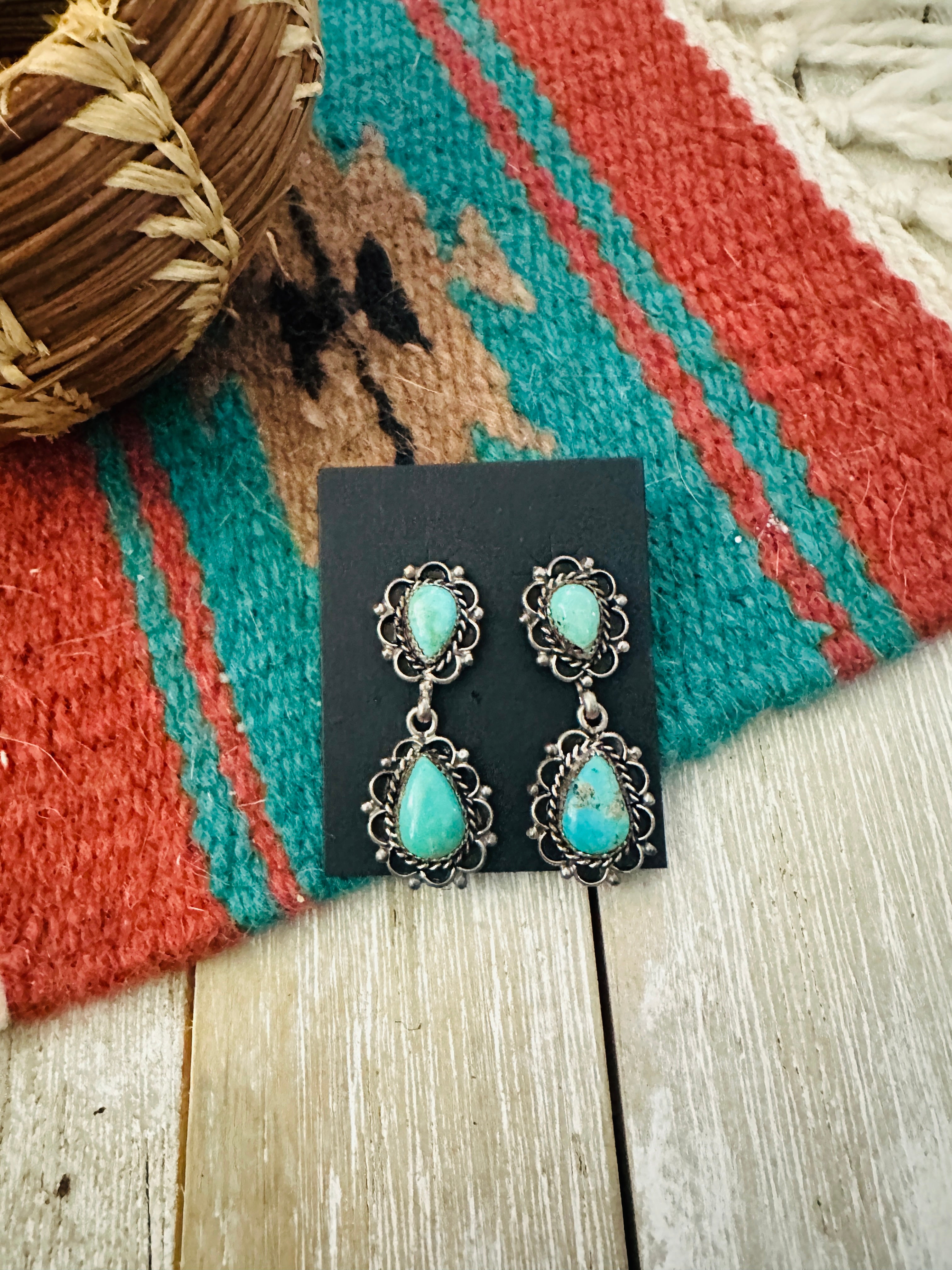 Handcrafted Sterling Silver & Turquoise Dangle Earrings