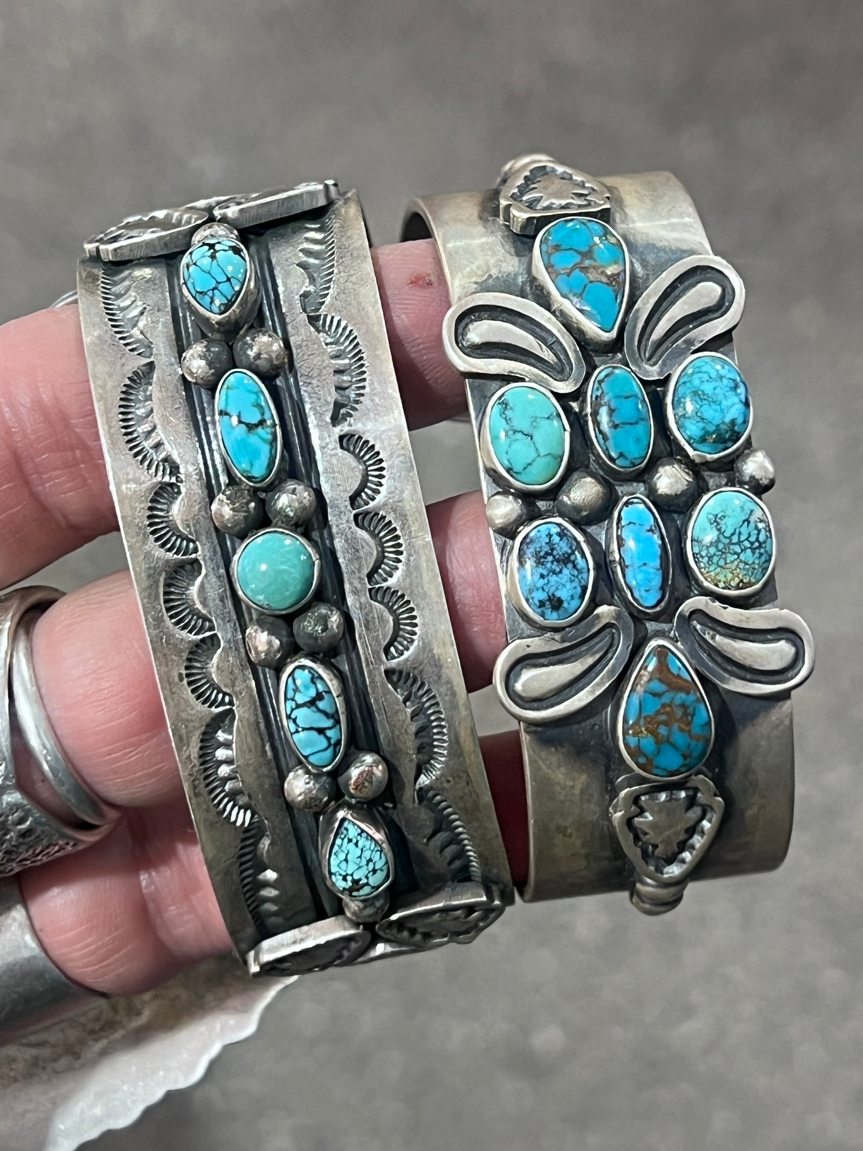 Gilbert Tom Sterling Silver and Turquoise Arrowhead Cuff Bracelets