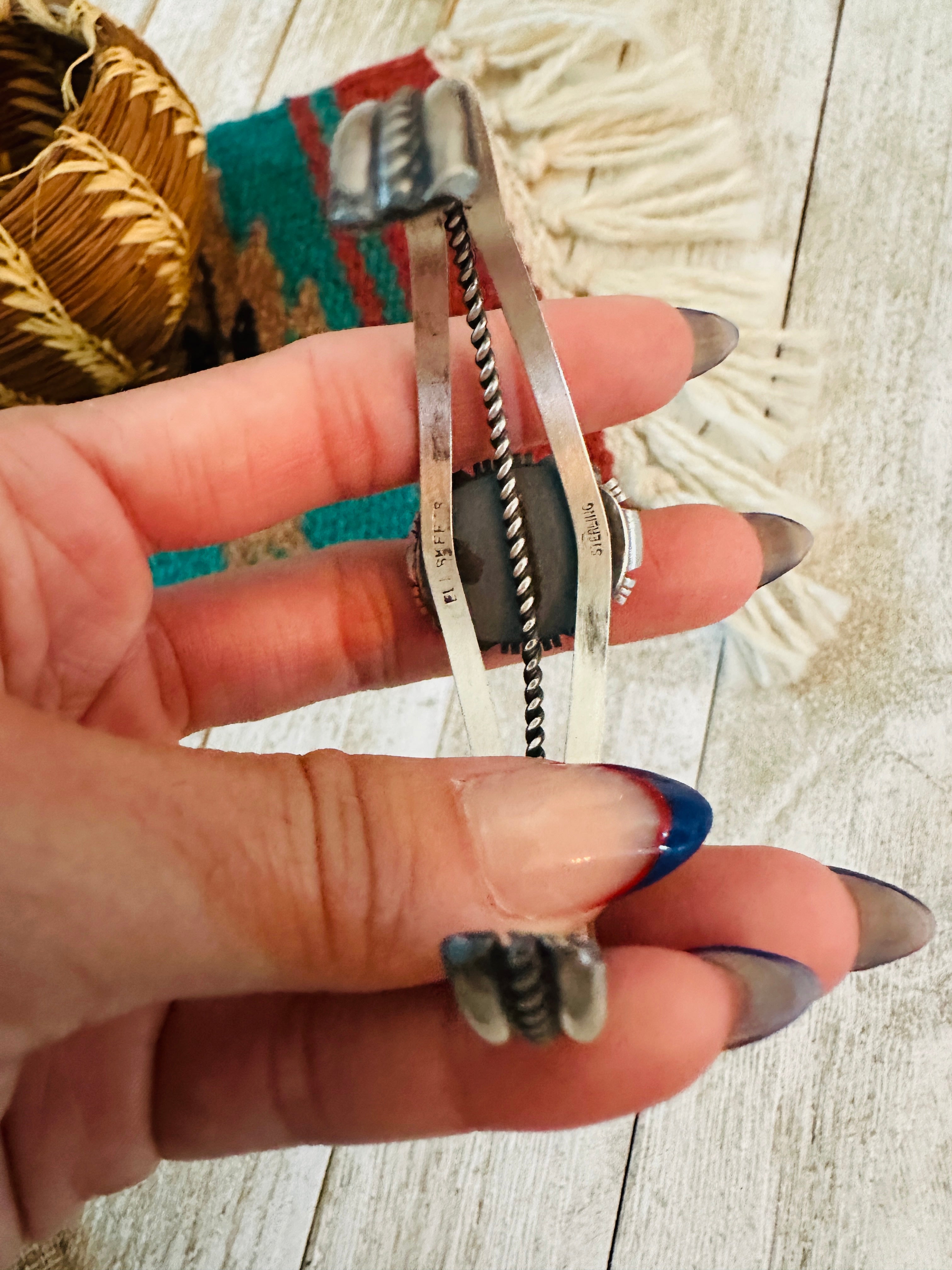 Handcrafted Sterling Silver & Orange Spiny Cuff Bracelet by Eli Skeets