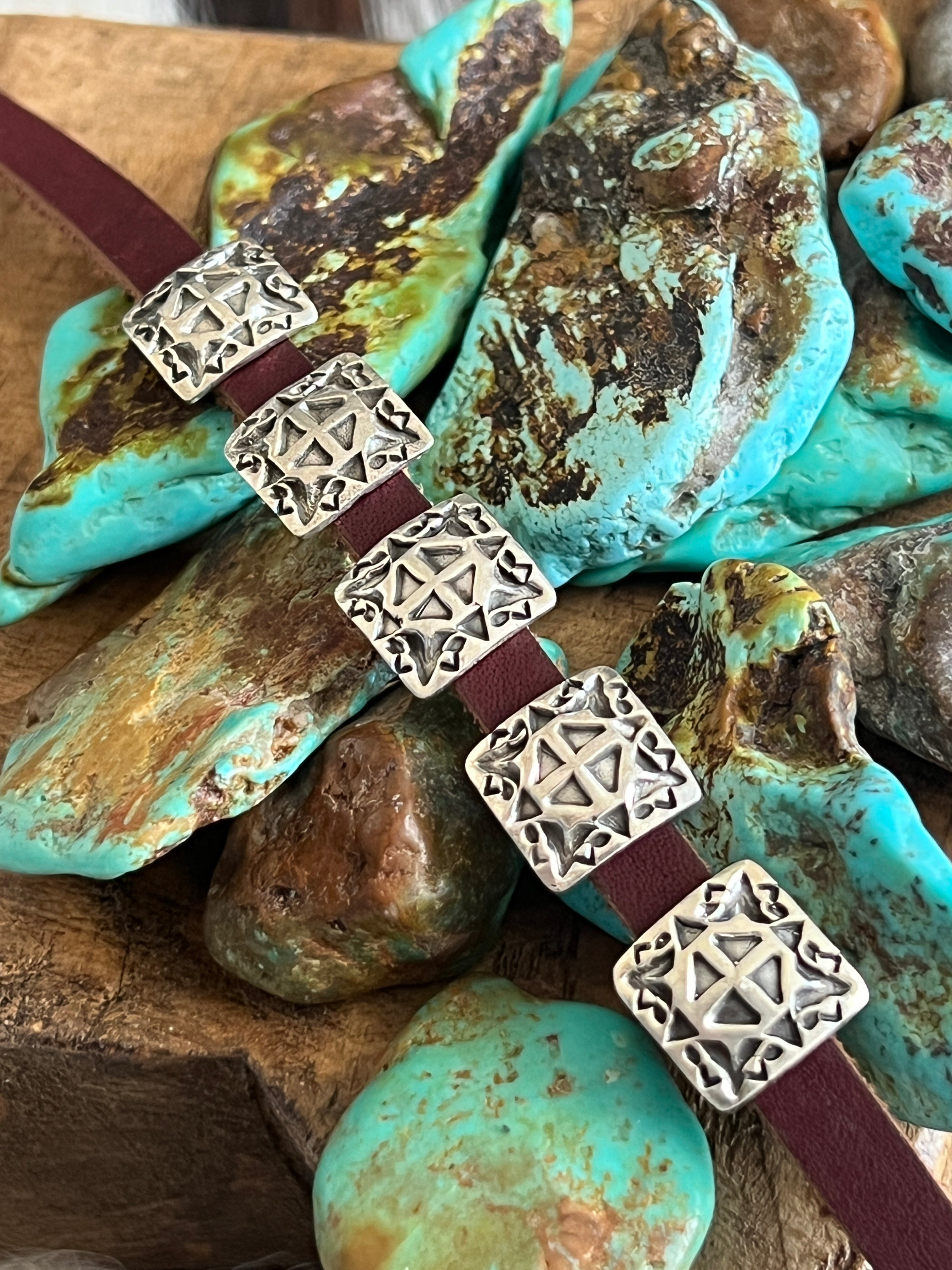 Sterling Silver Mini Concho Slide, Ojo De Dios