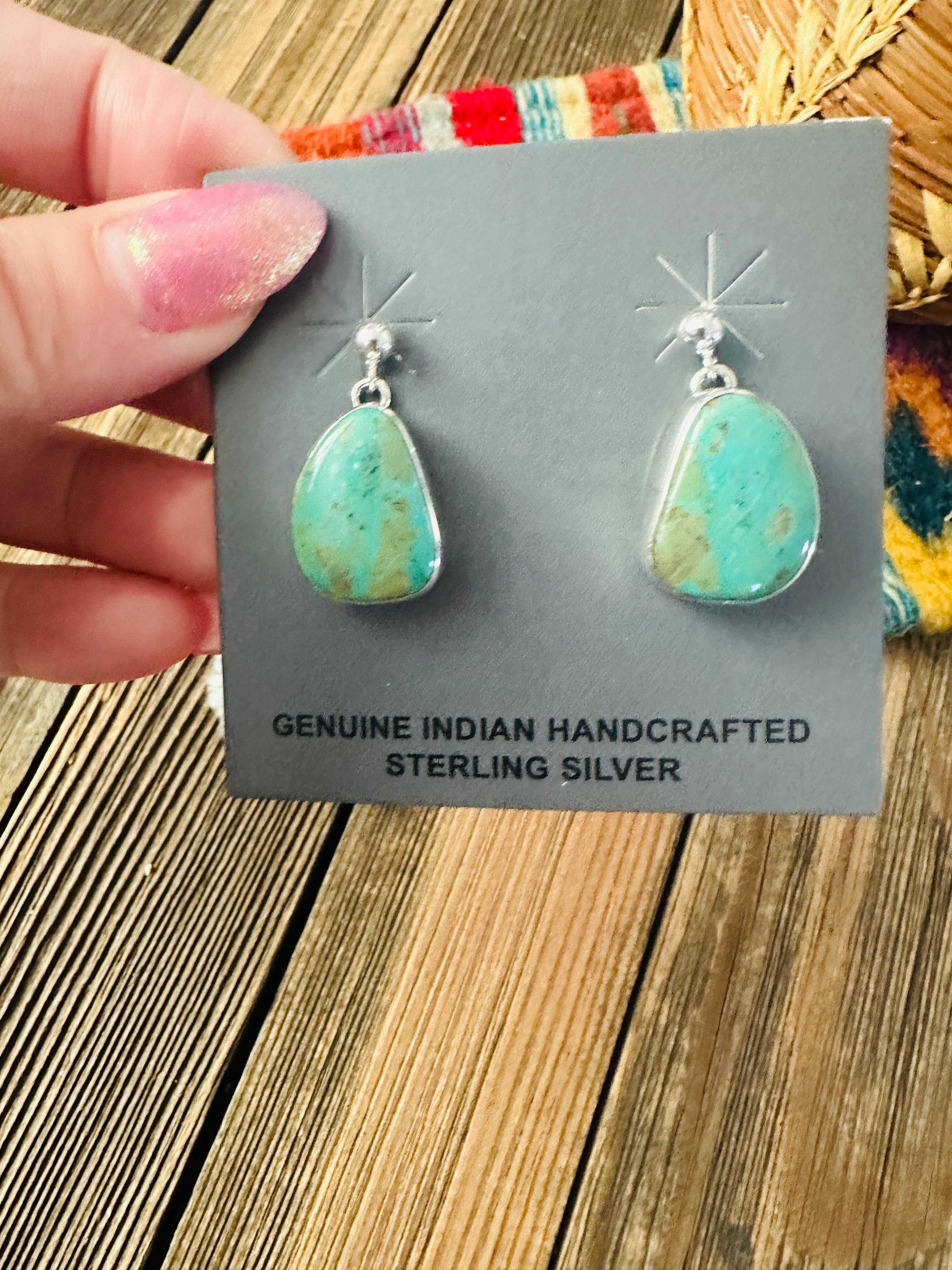 Handcrafted Turquoise & Sterling Silver Dangle Earrings