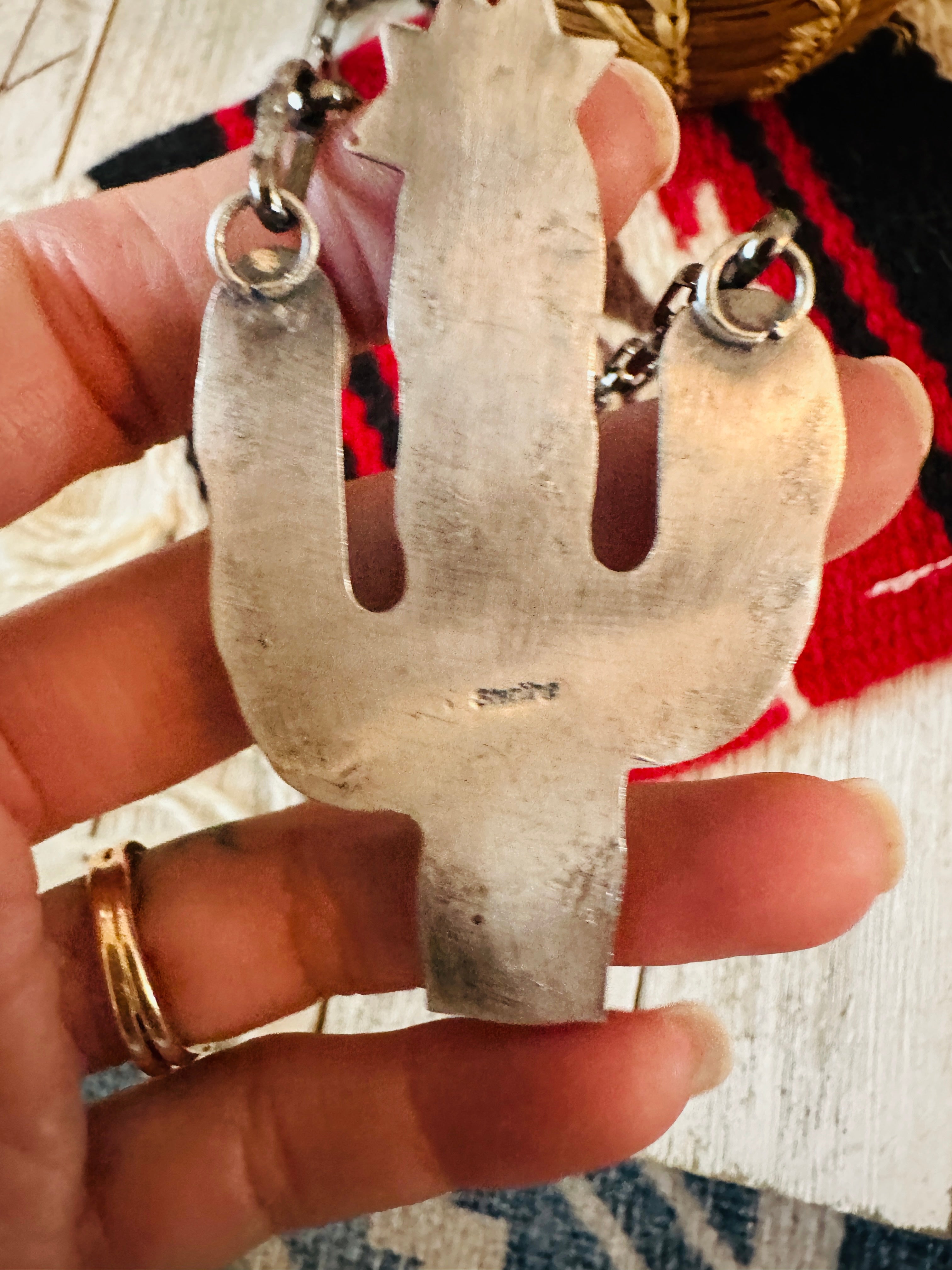 Handcrafted Sterling Silver, Turquoise & Spiny Cactus Necklace