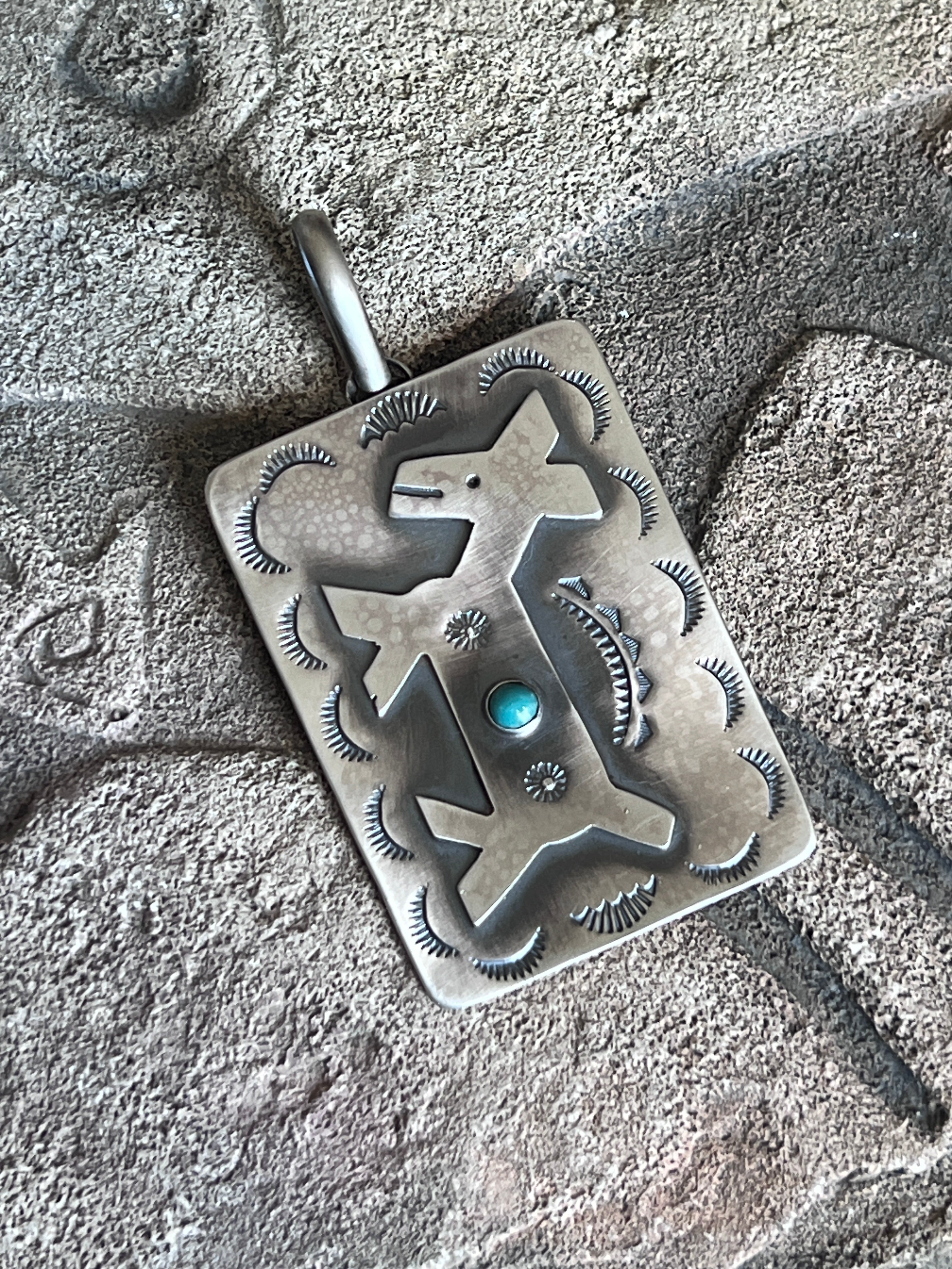 Hand Stamped Sterling Silver Fred Harvey Era Inspired Horse Tag Pendant by Kimari Somers