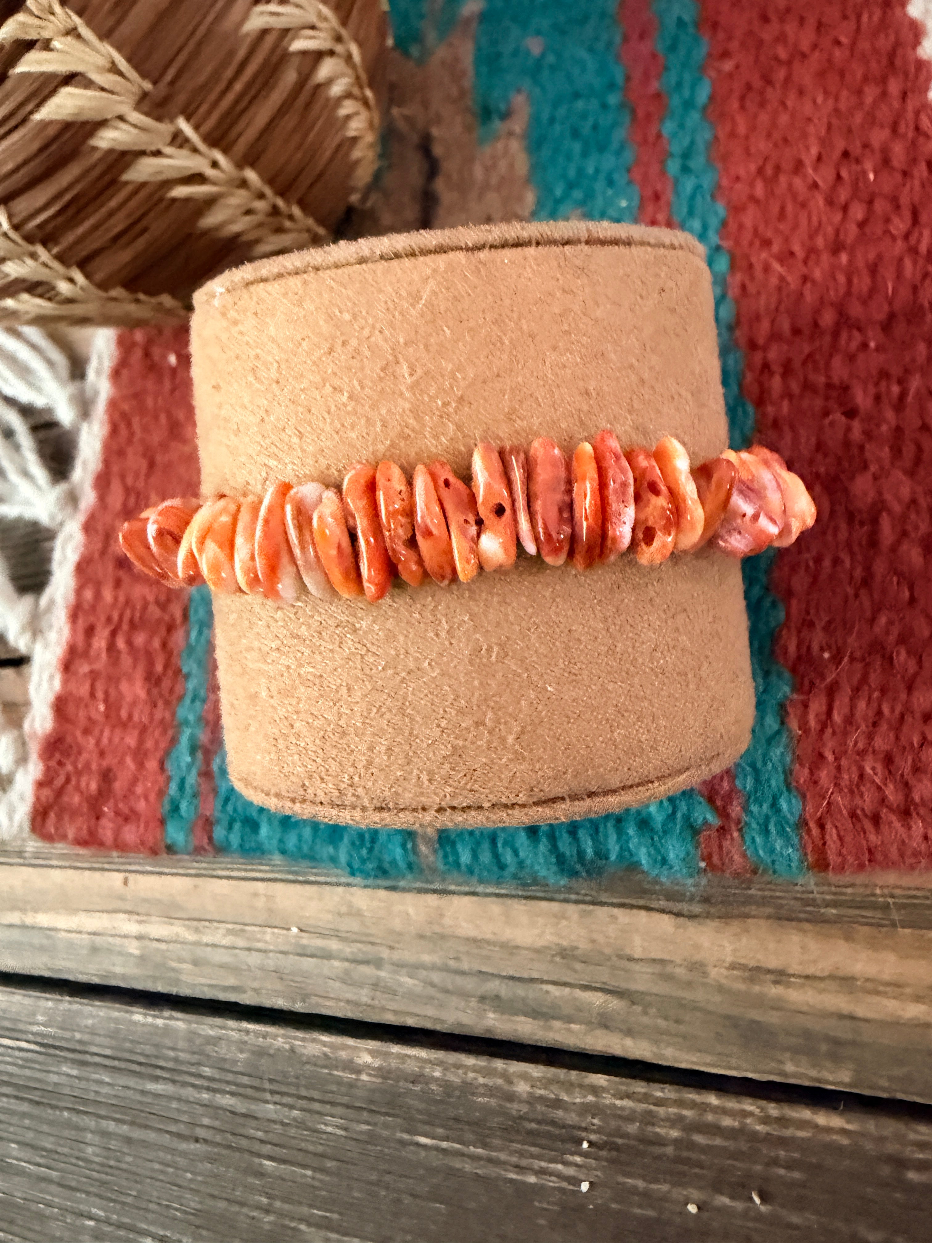 Handcrafted Orange Spiny Oyster Beaded Bracelet