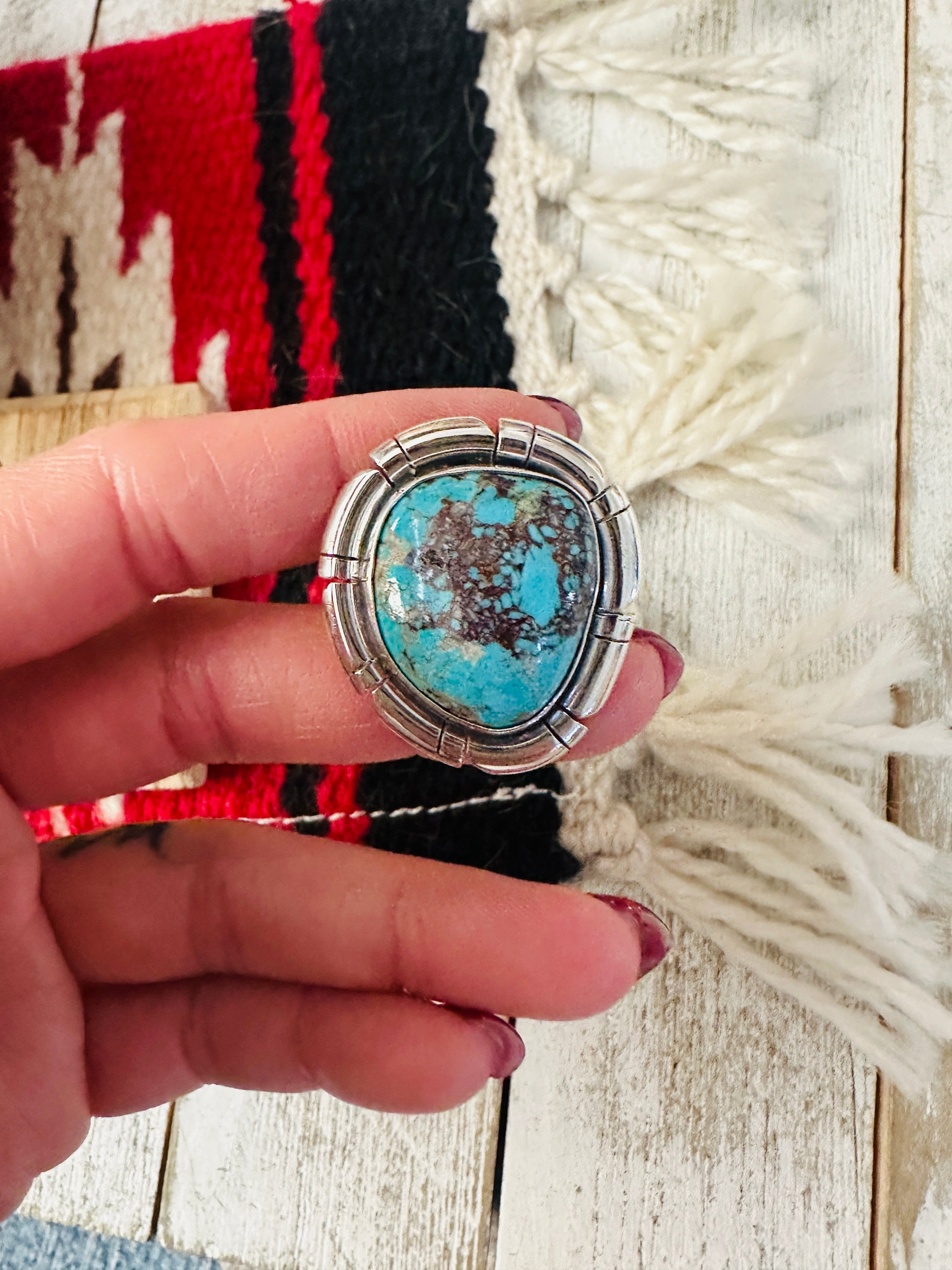 Handcrafted Sterling Silver & Turquoise Adjustable Ring