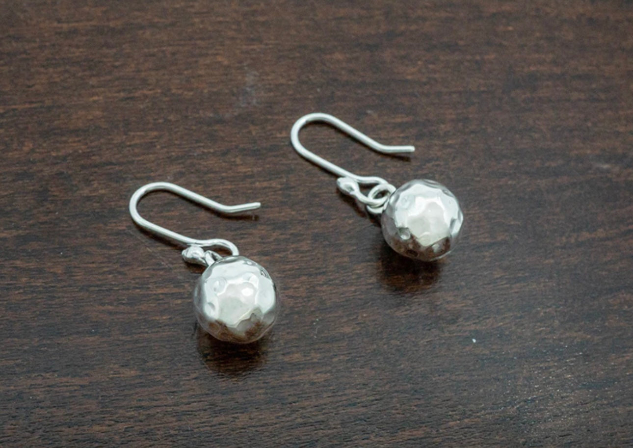 Hammered Ball on Hook Earrings