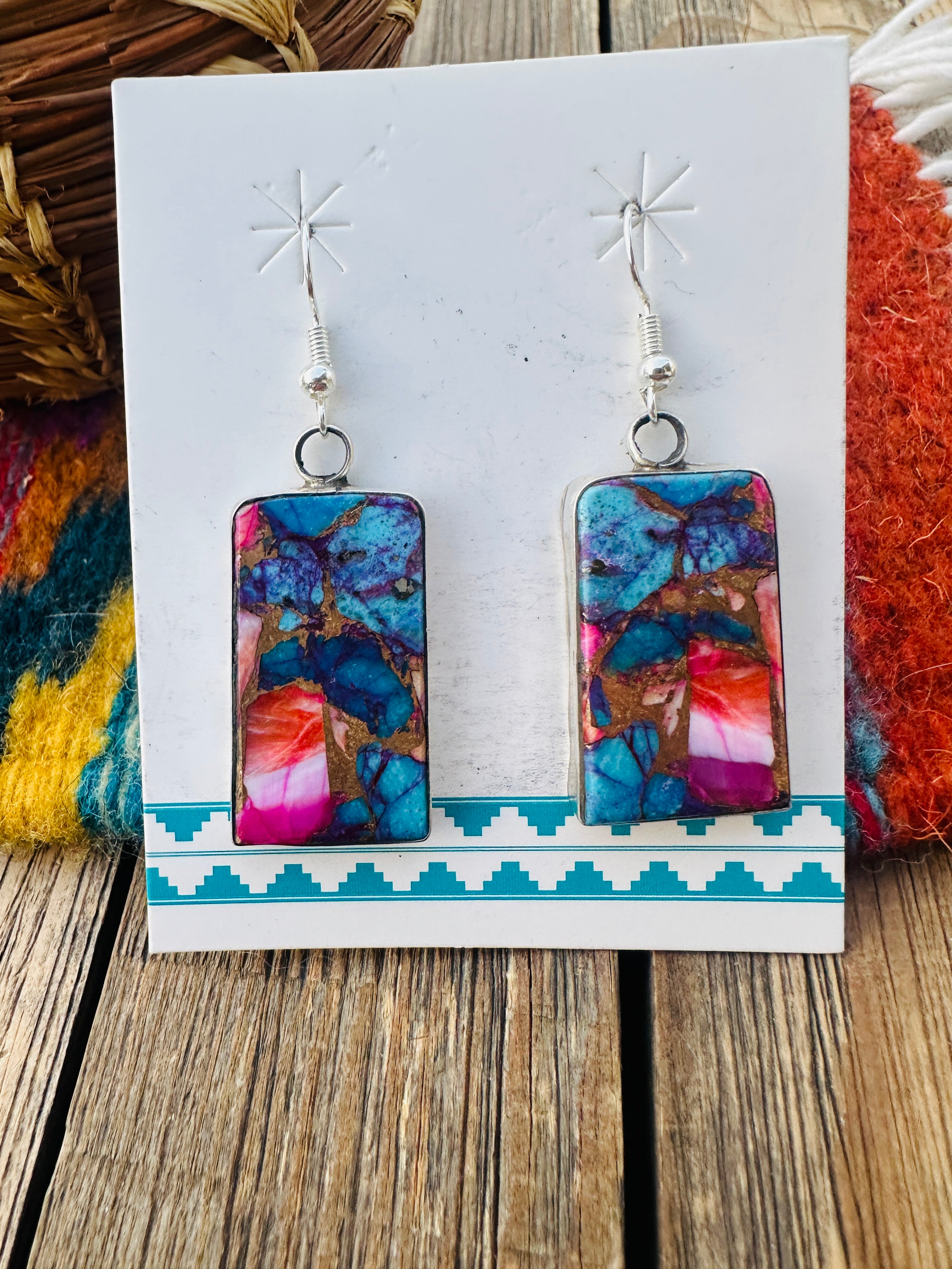 Handcrafted Pink Dream Mojave & Sterling Silver Dangle Earrings by Jacqueline Silver