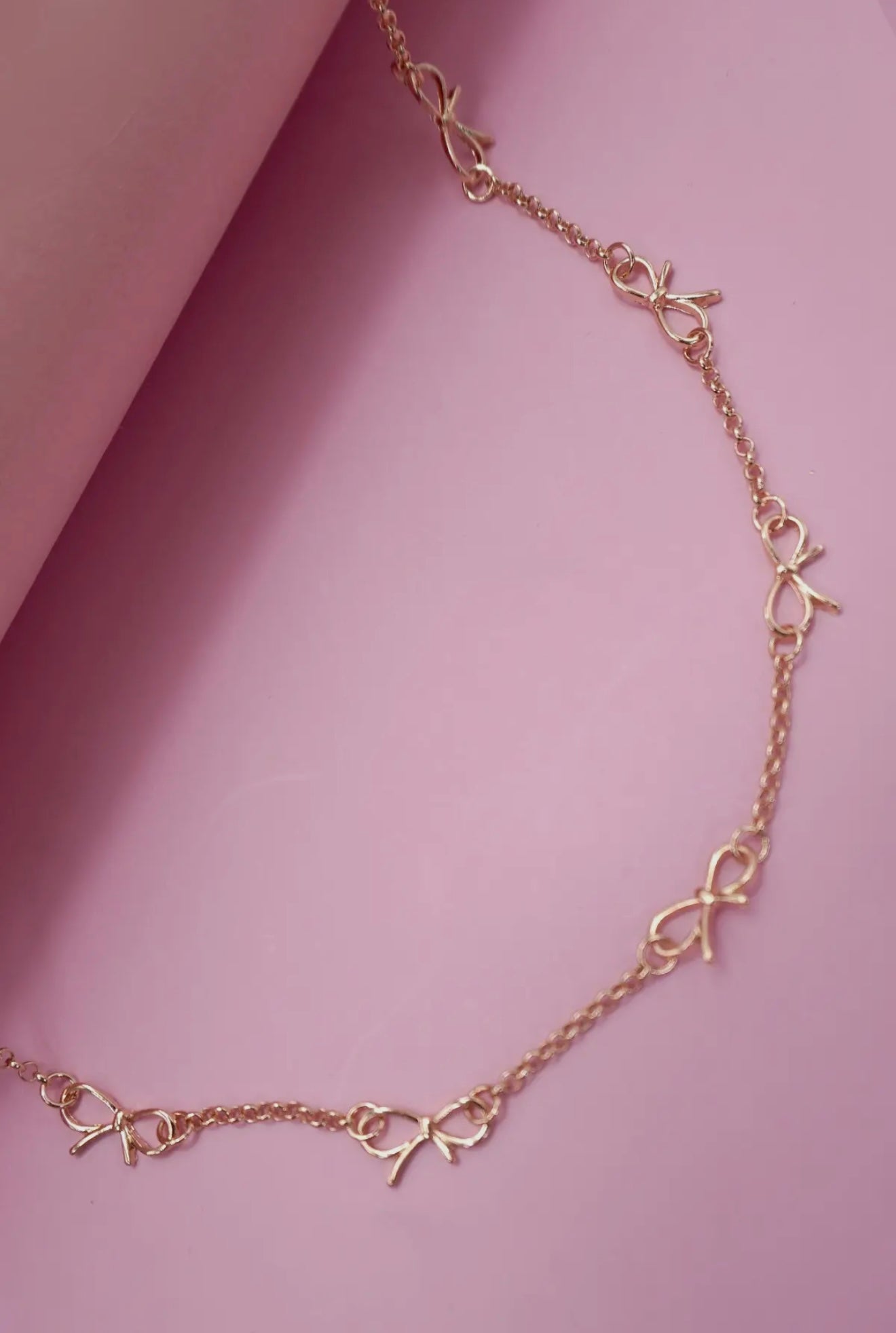 “The Golden Collection” BOW STATION NECKLACE Handmade Gold Plated Necklace