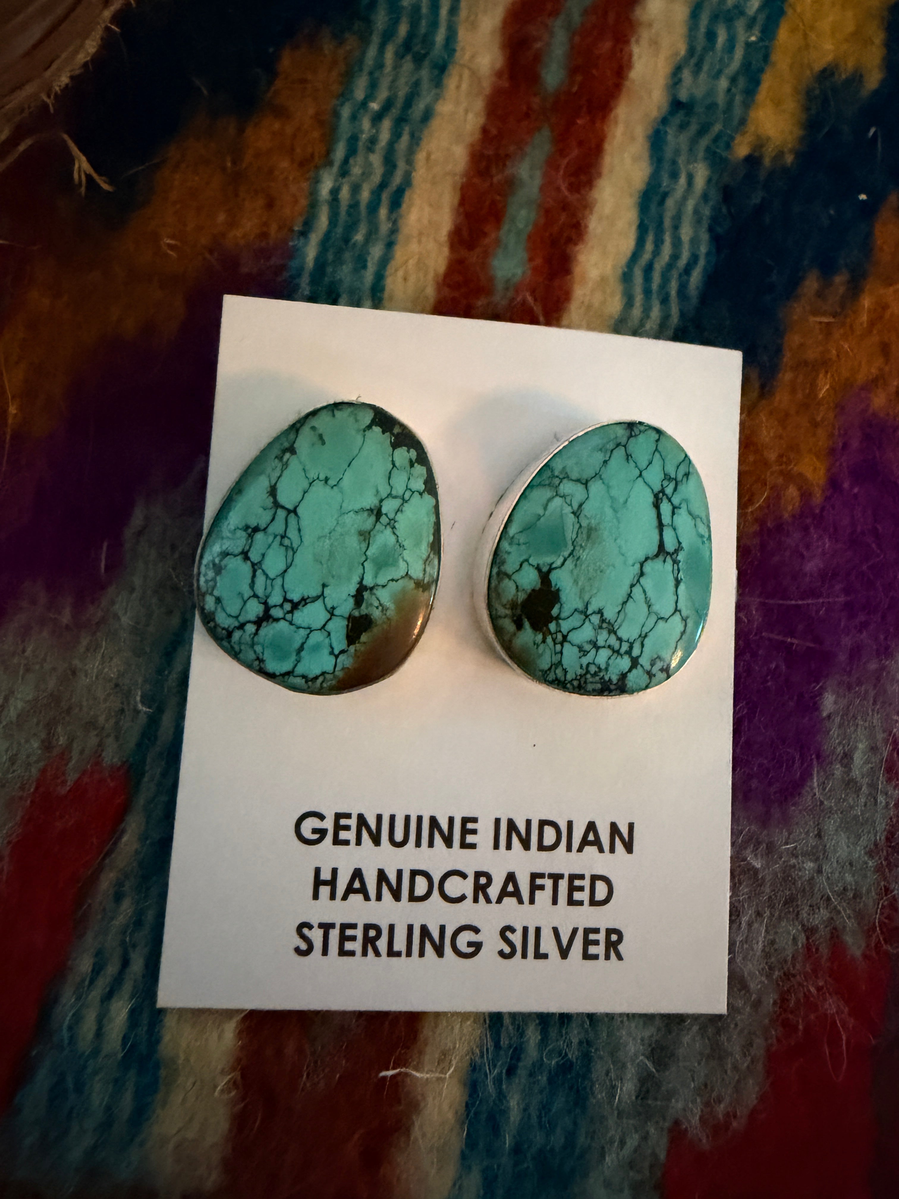 Handcrafted Turquoise & Sterling Silver Post Earrings