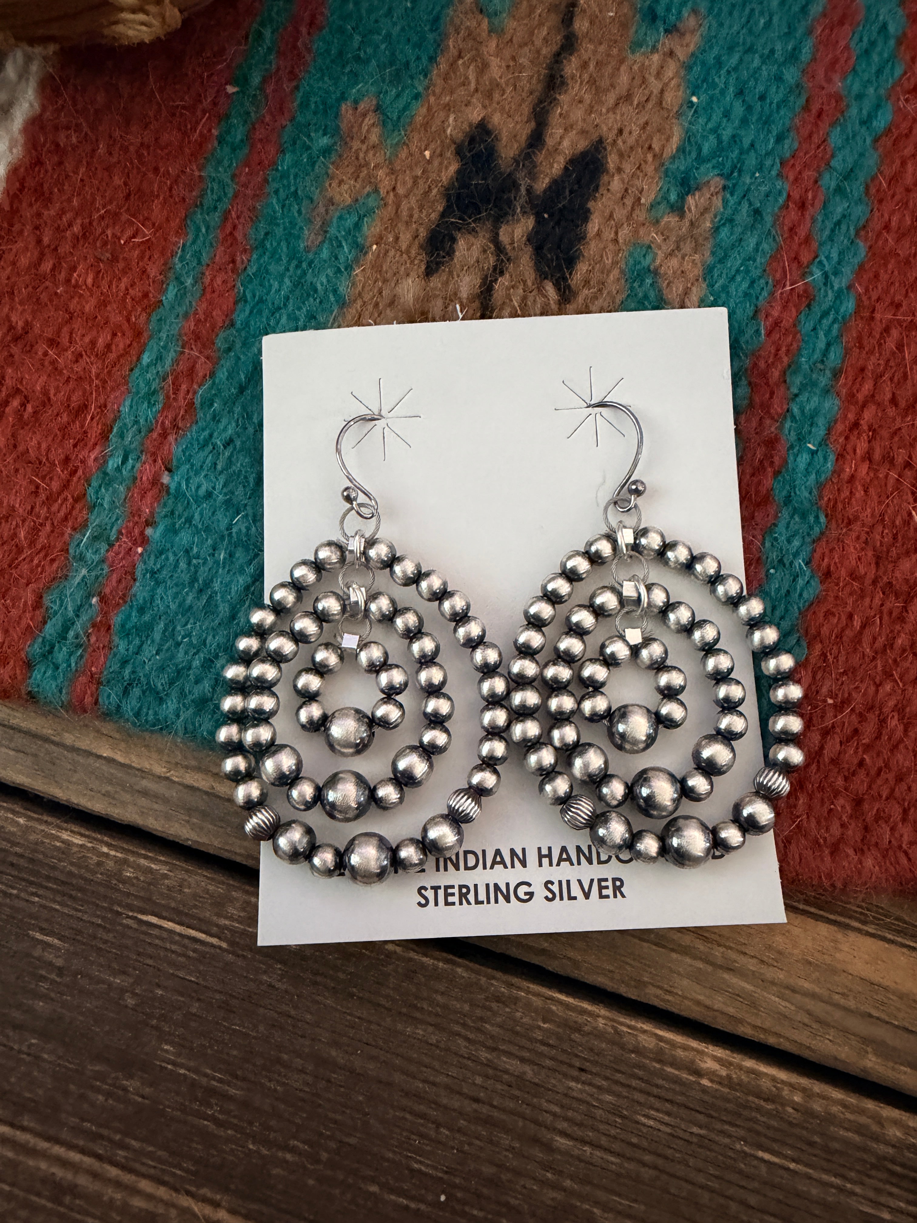 Handcrafted Sterling Silver Pearl Beaded Dangle Earrings