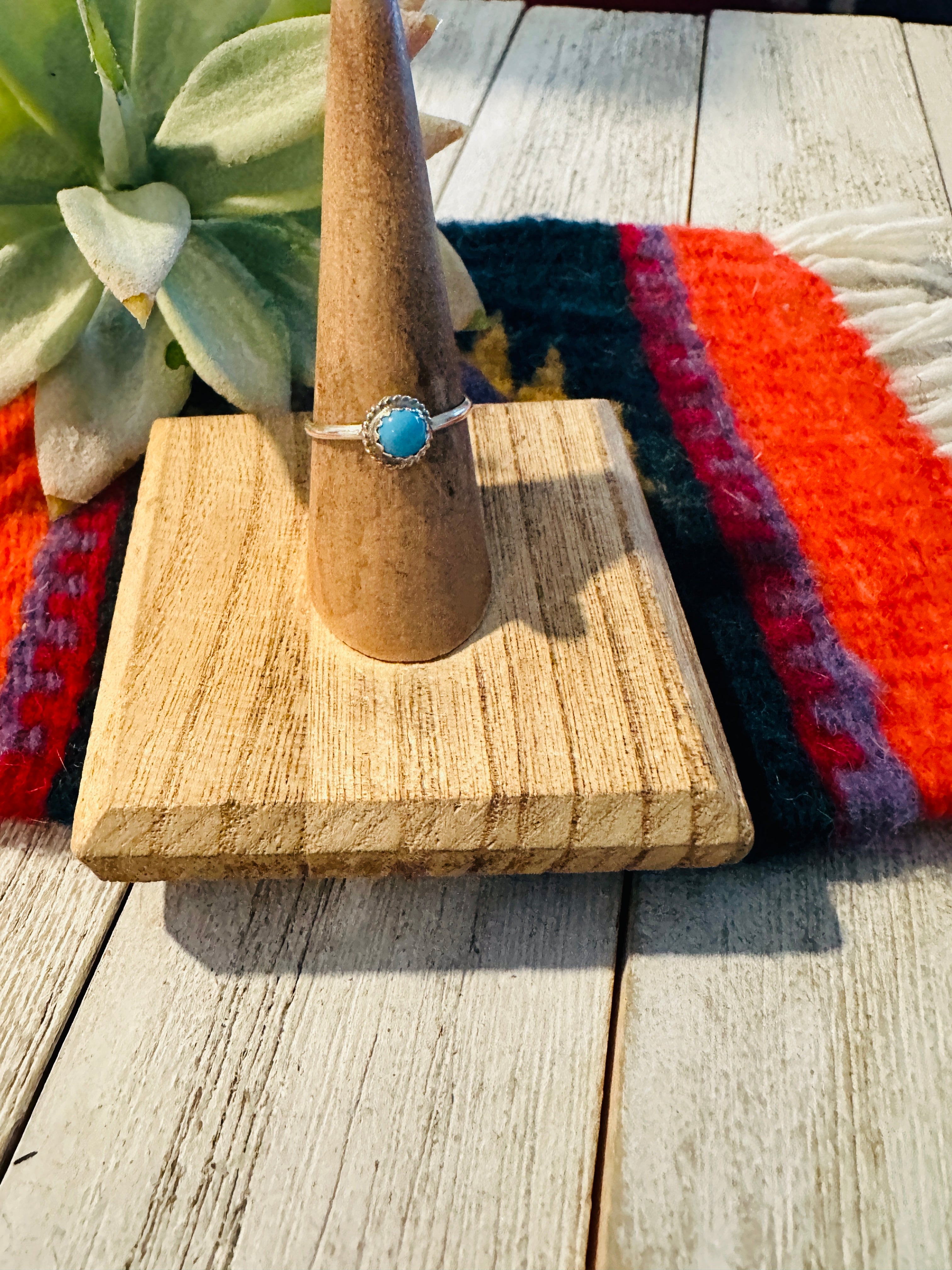 Handcrafted Turquoise & Sterling Silver Stacker Ring