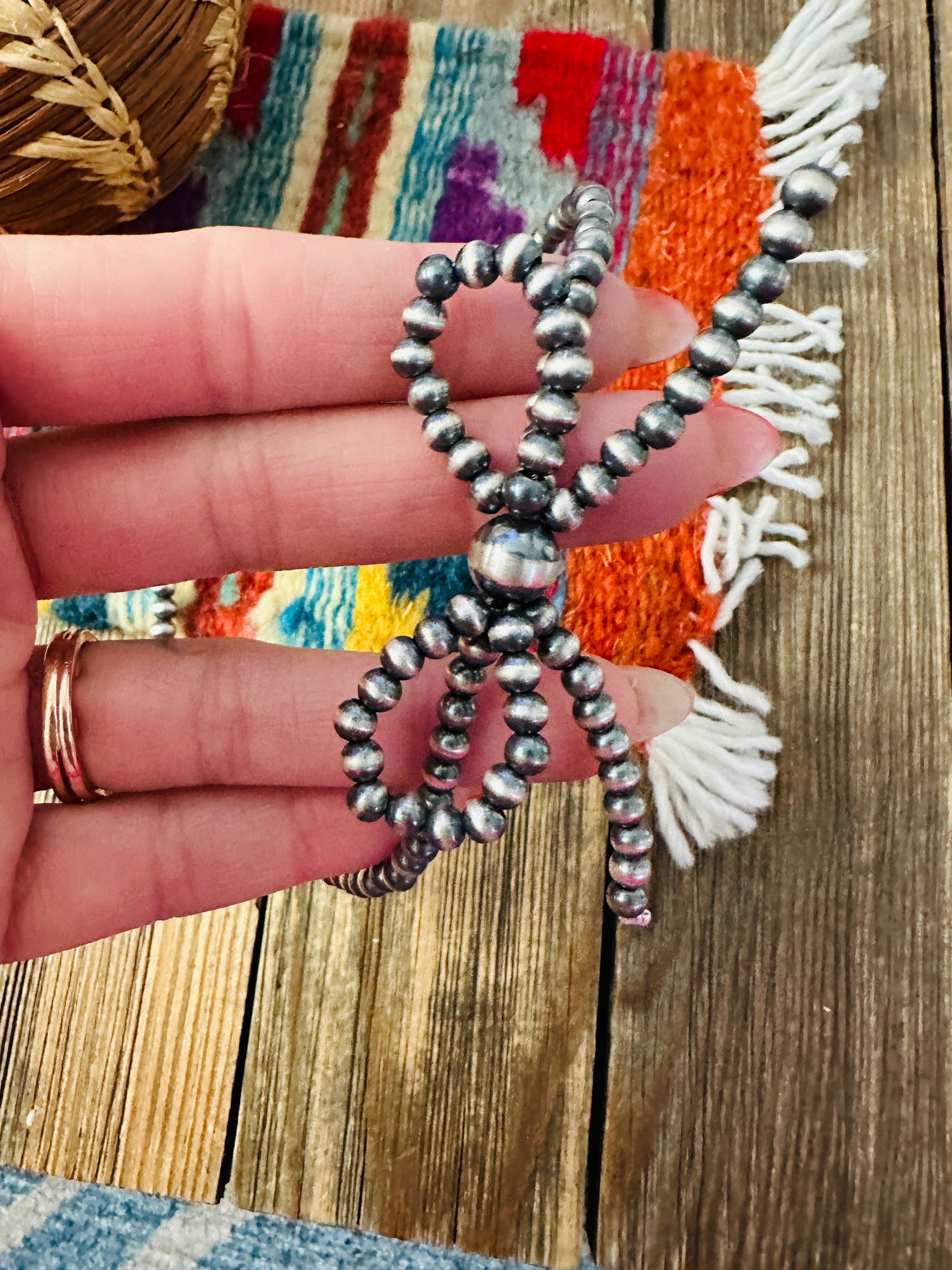 Handmade Sterling Silver Beaded Bow Hat Band